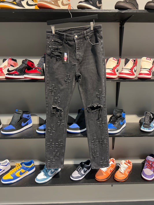 ksubi cross distressed black jeans