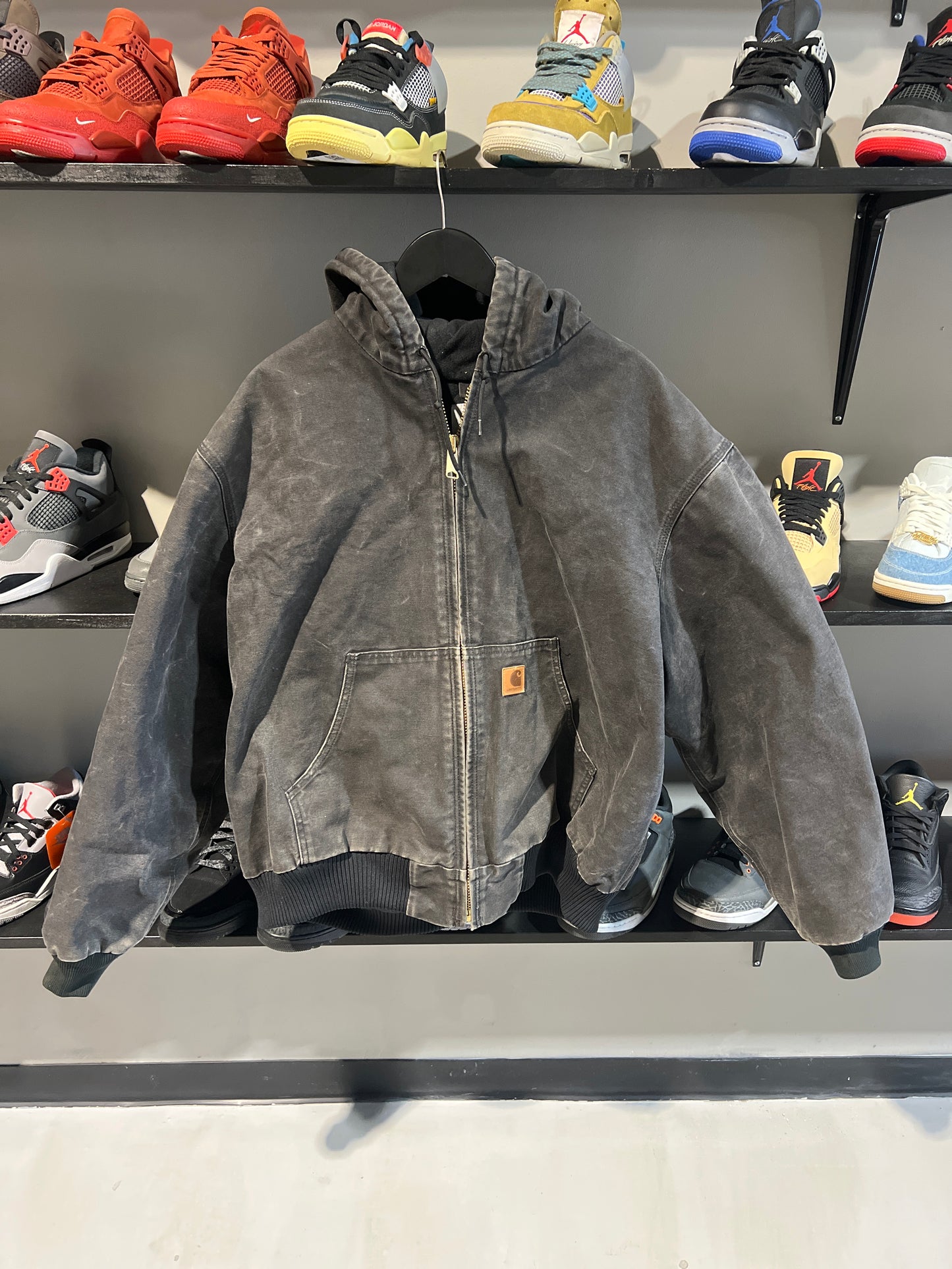 Vintage Carhartt Black Faded Hooded Jacket