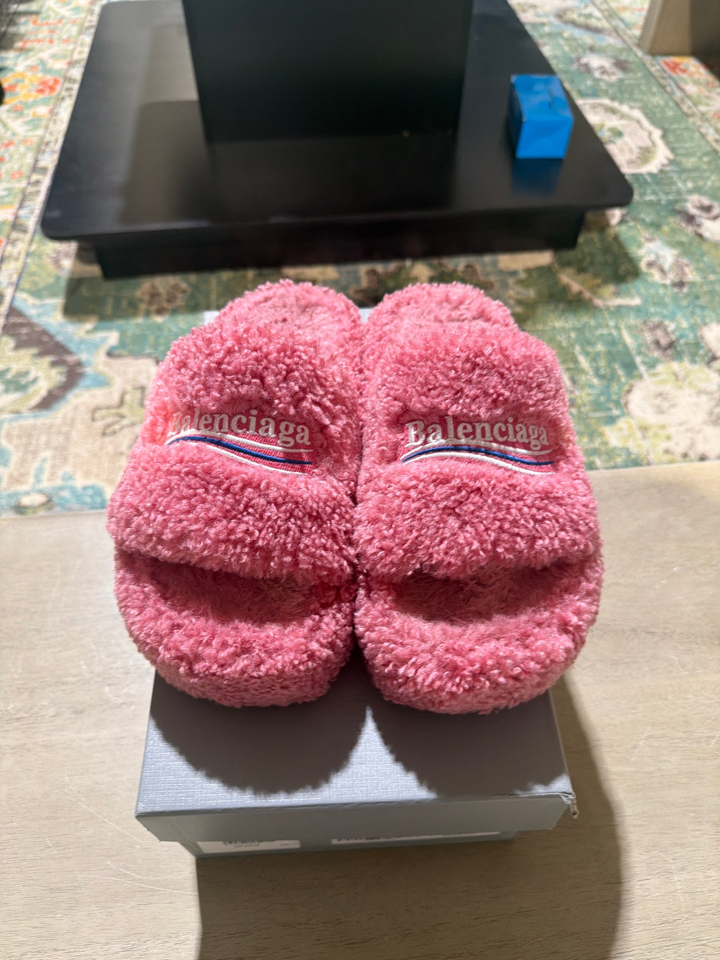 Balenciaga Pink Fur Slide Used Sz 5