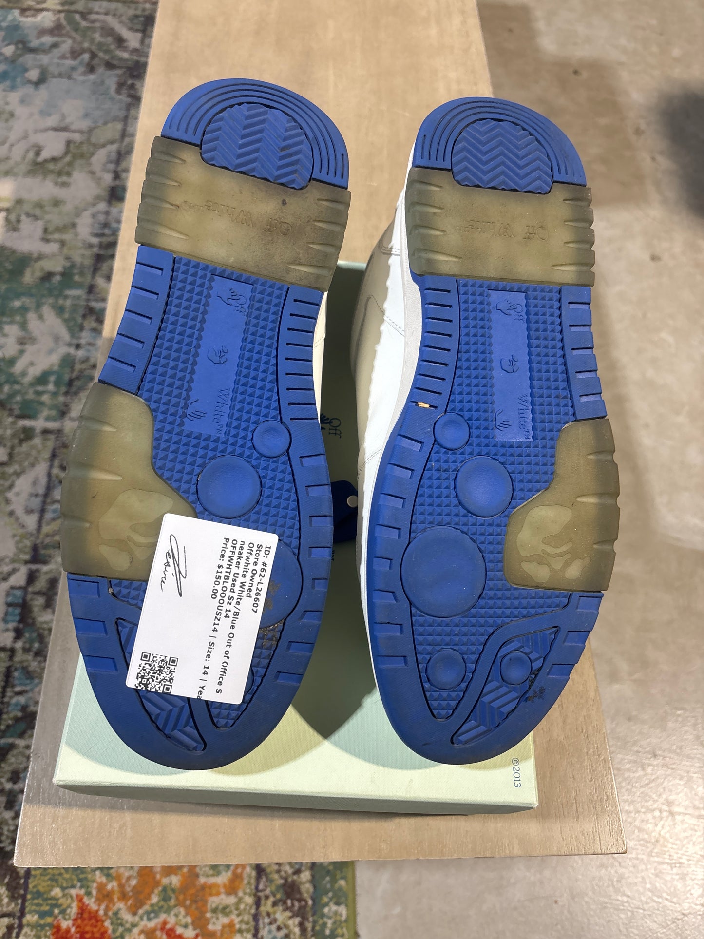 Offwhite White/Blue Out of Office Sneaker Used Sz 14