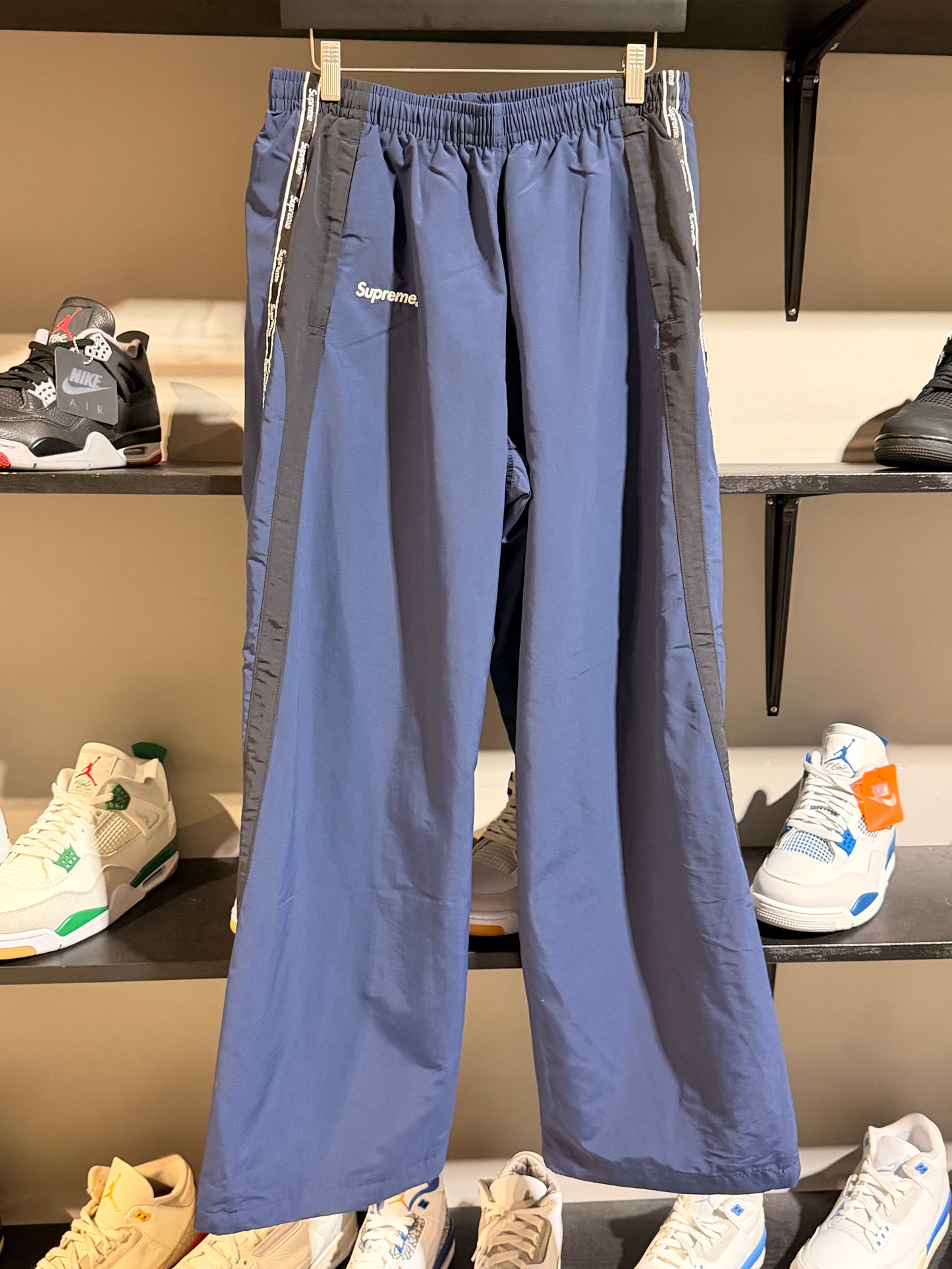 Supreme Logo Taping Track Pant Black/Navy/Red