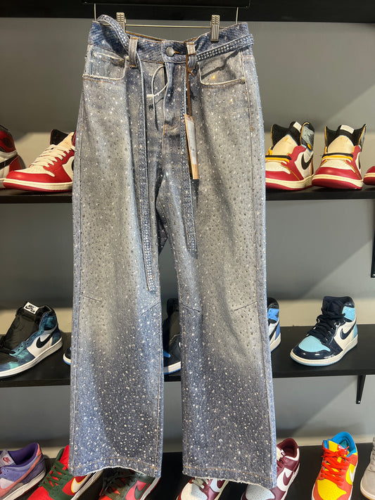 birth of a royal child light wash rhinestone denim