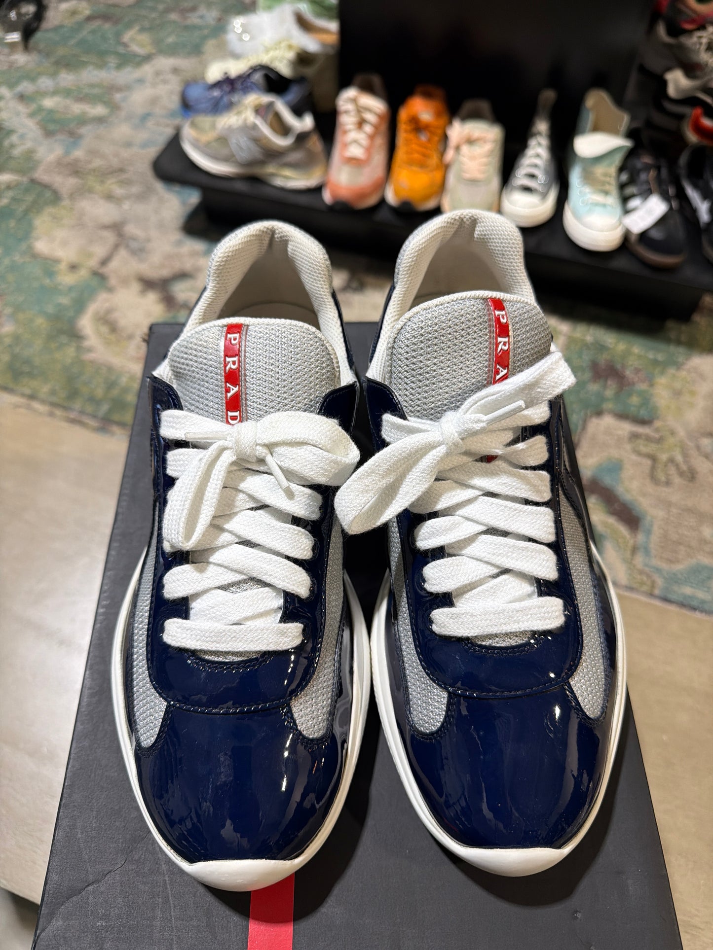 Prada Cup Patent Navy Used Sz 8 (2)