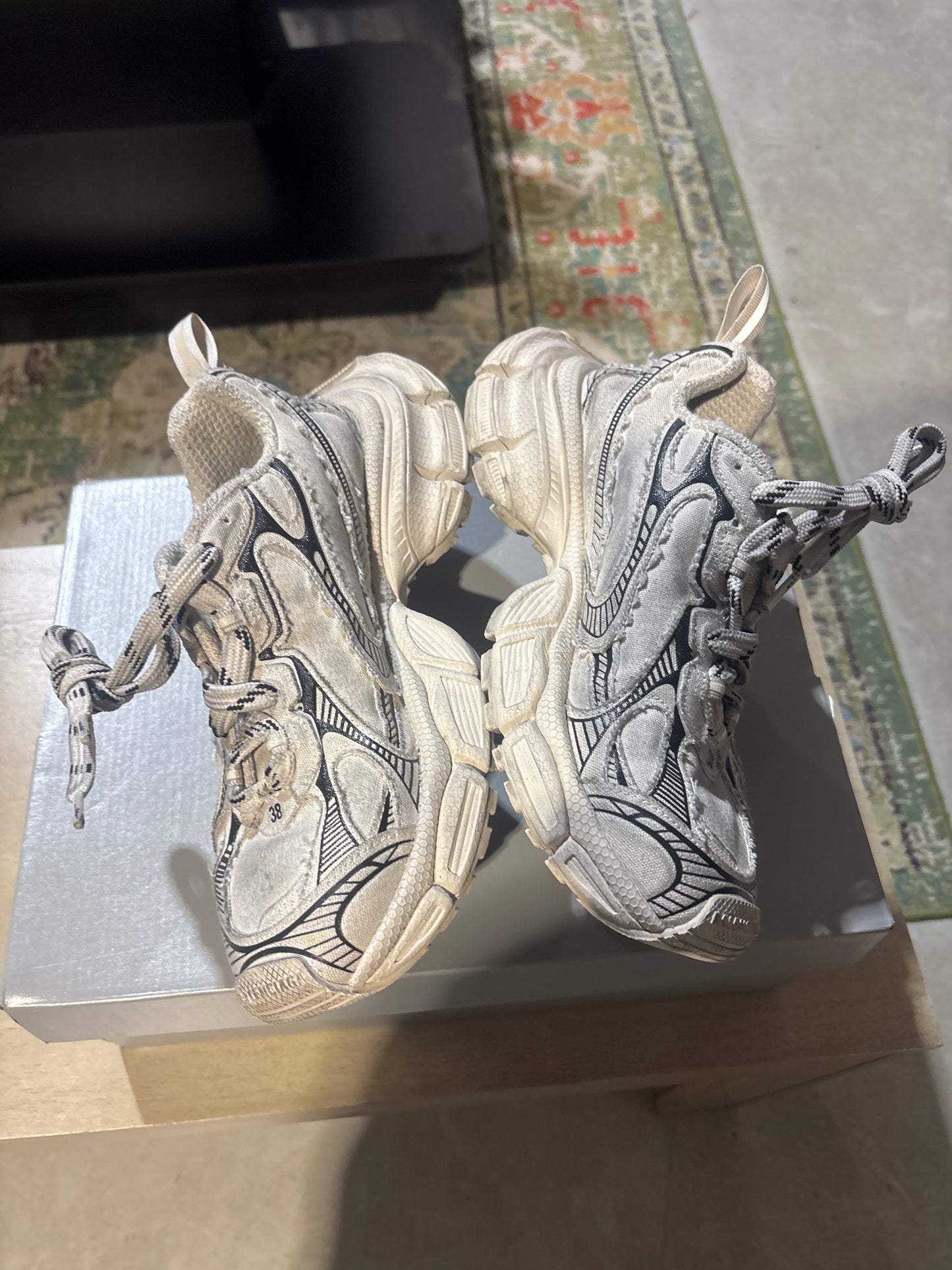 Balenciaga 3XL Beige Destroyed Sneakers Sz 6