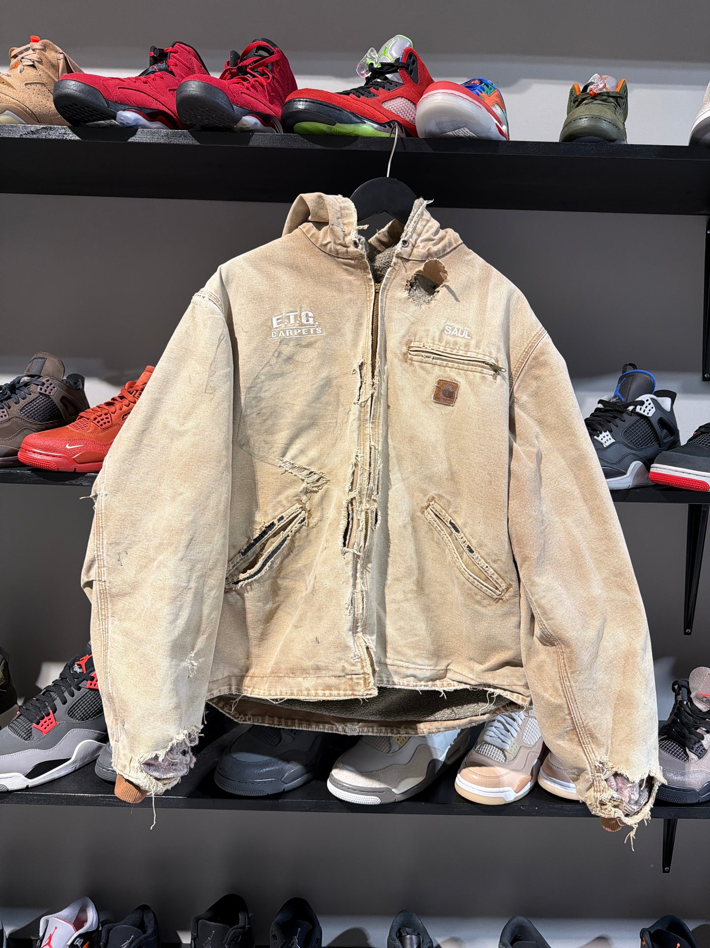 Vintage Distressed Carhartt Khaki Work Jacket
