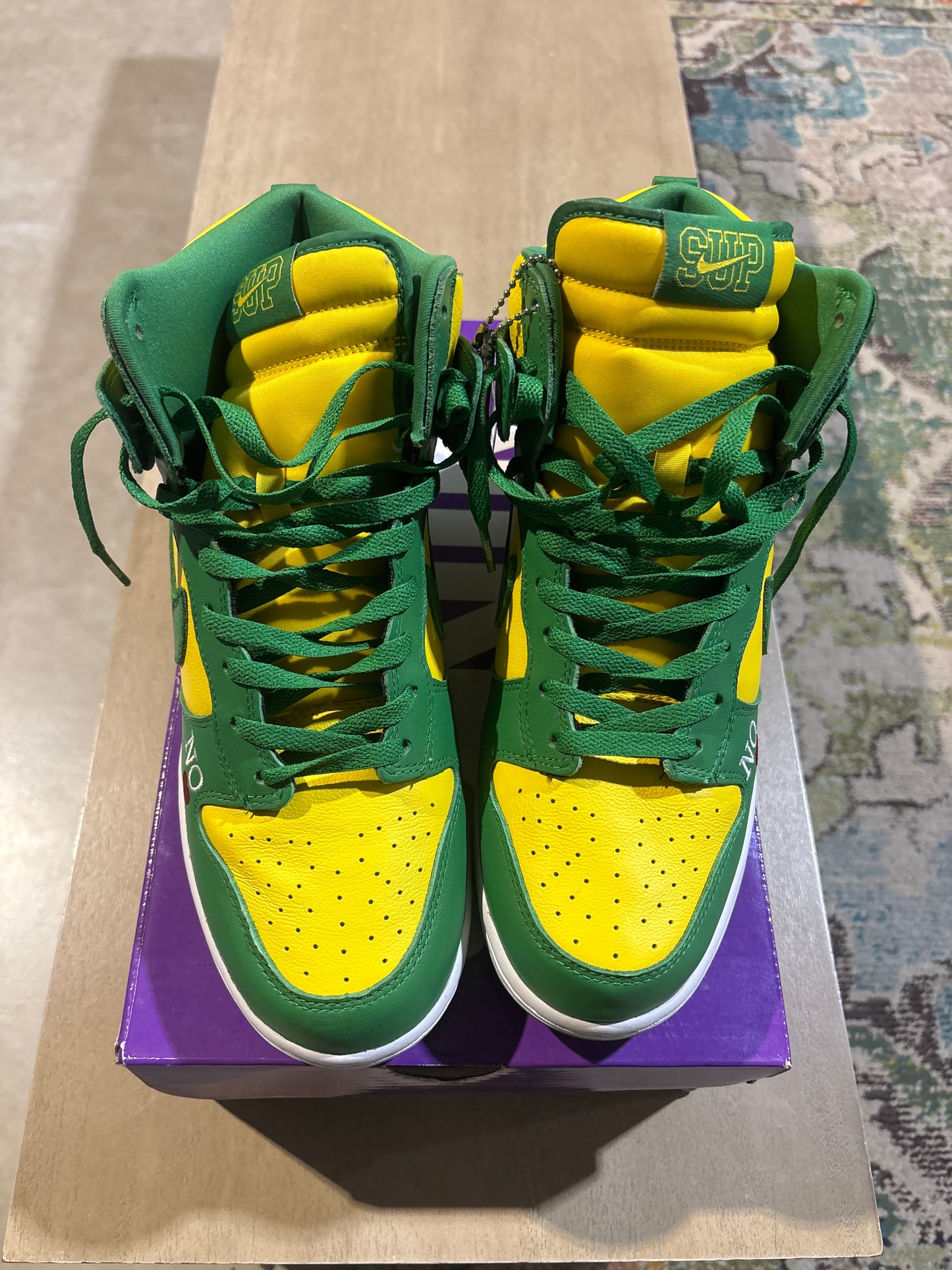 Nike x Supreme High Green/Yellow Used Sz 10