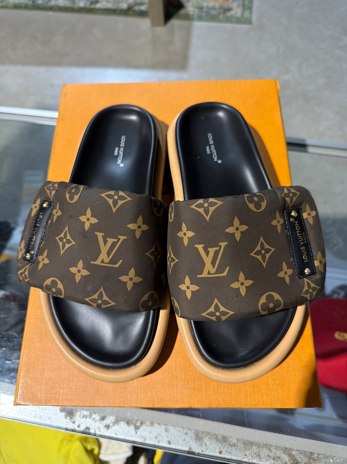 Louis Vuitton Monogram Pillow Flat Slide Used Sz 5