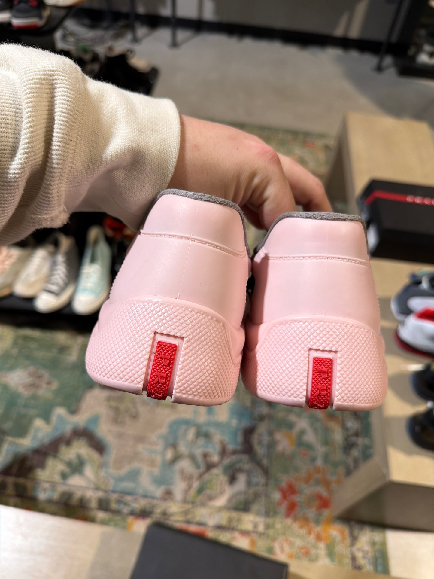 Prada Americas Cup Pink Rubber Used Sz 8