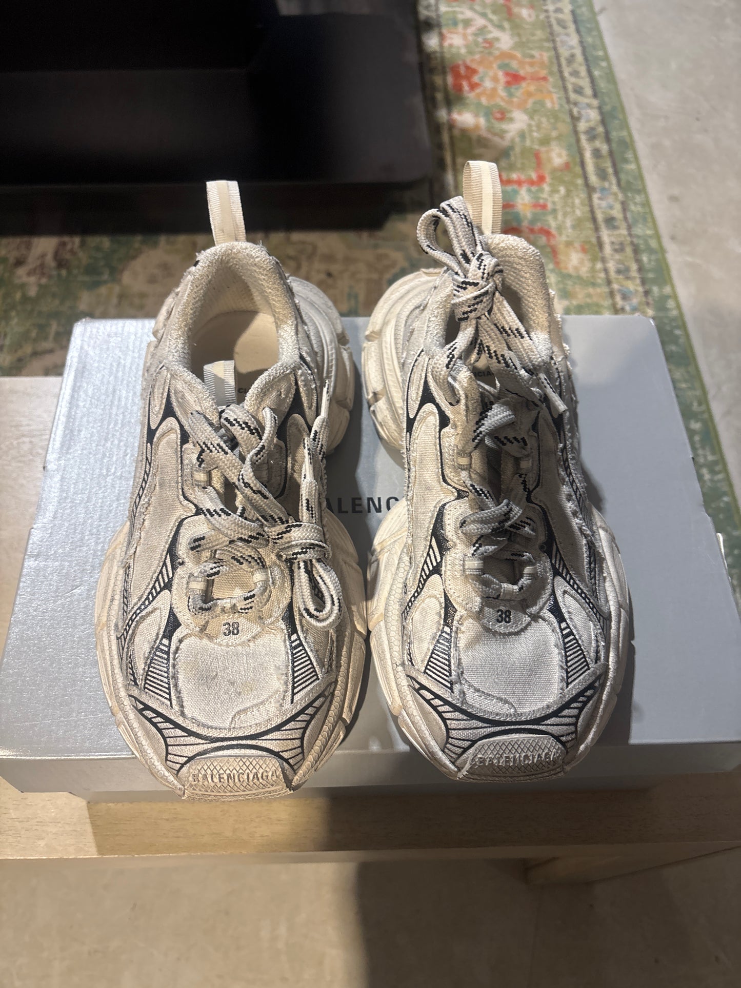 Balenciaga 3XL Beige Destroyed Sneakers Sz 6