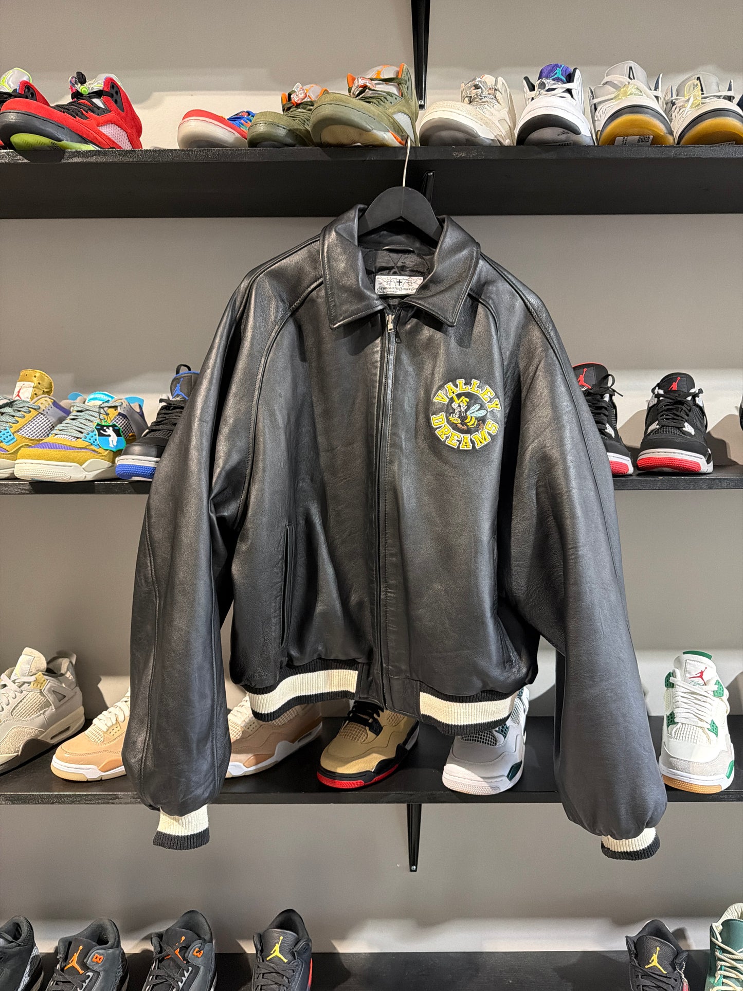 vale valley dreams black and yellow leather zipup jacket