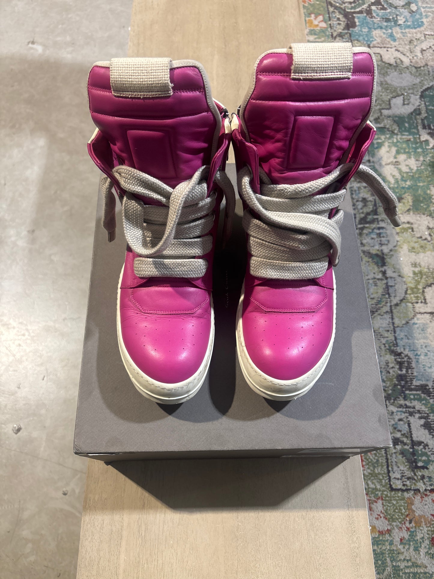 Rick Owens Geobasket Pink Jumbo Lace Used Sz 10