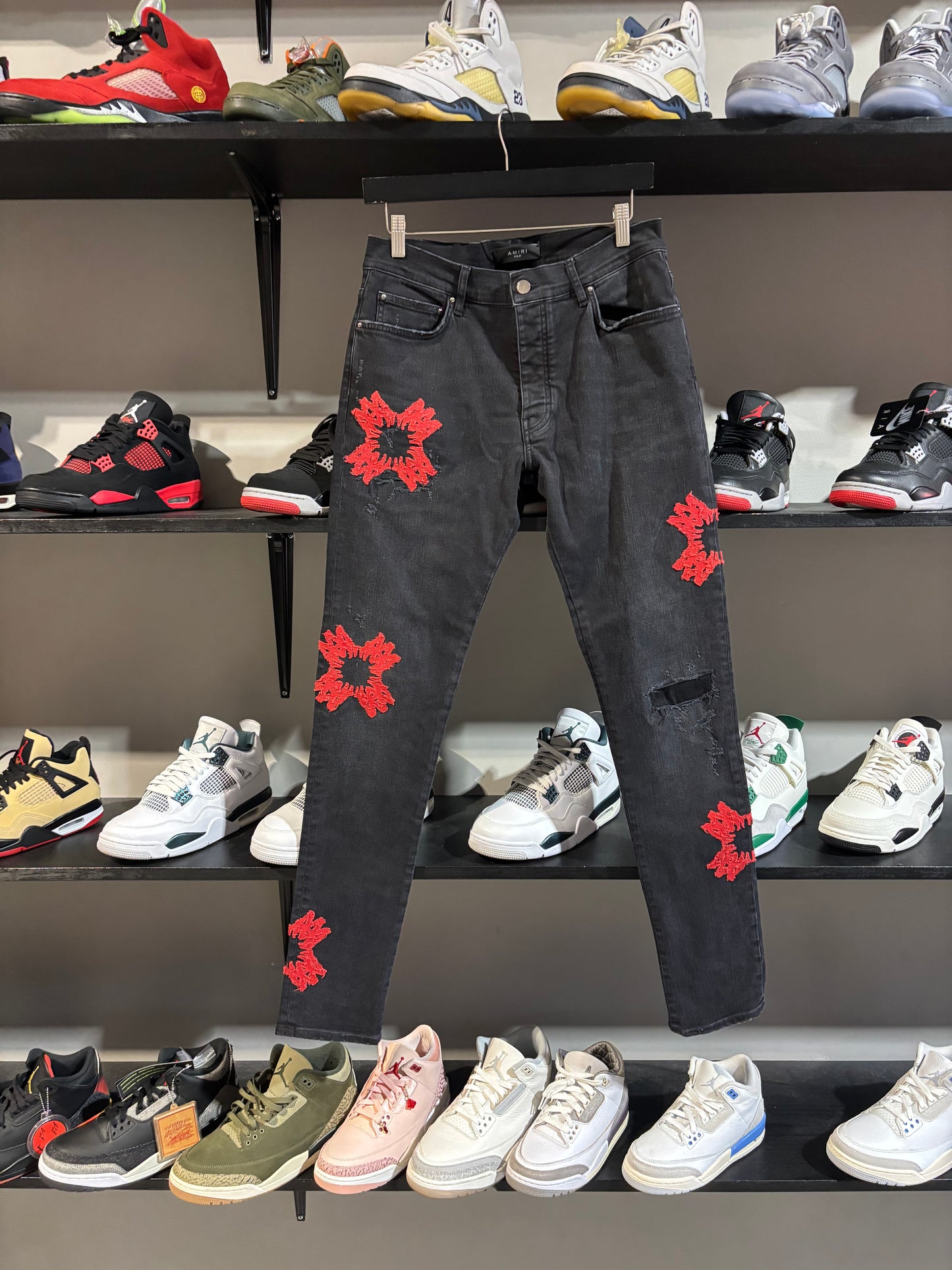 Amiri Black And Red Ma Quad Jeans Sz 32