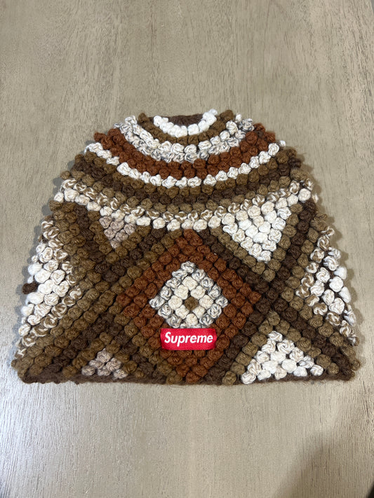 supreme crochet beanie brown