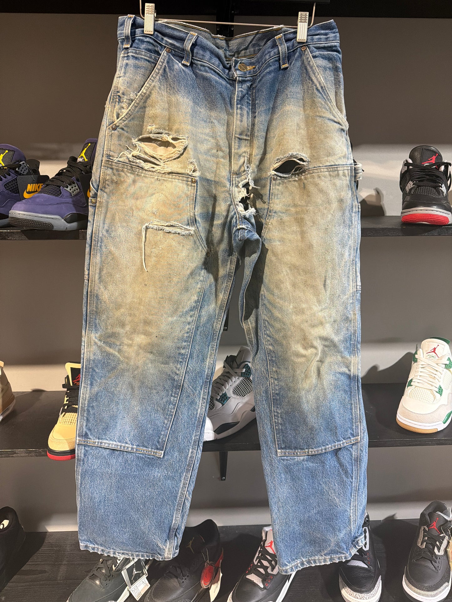 Vintage Sunfaded Carhartt Denim Double Knee Sz 34