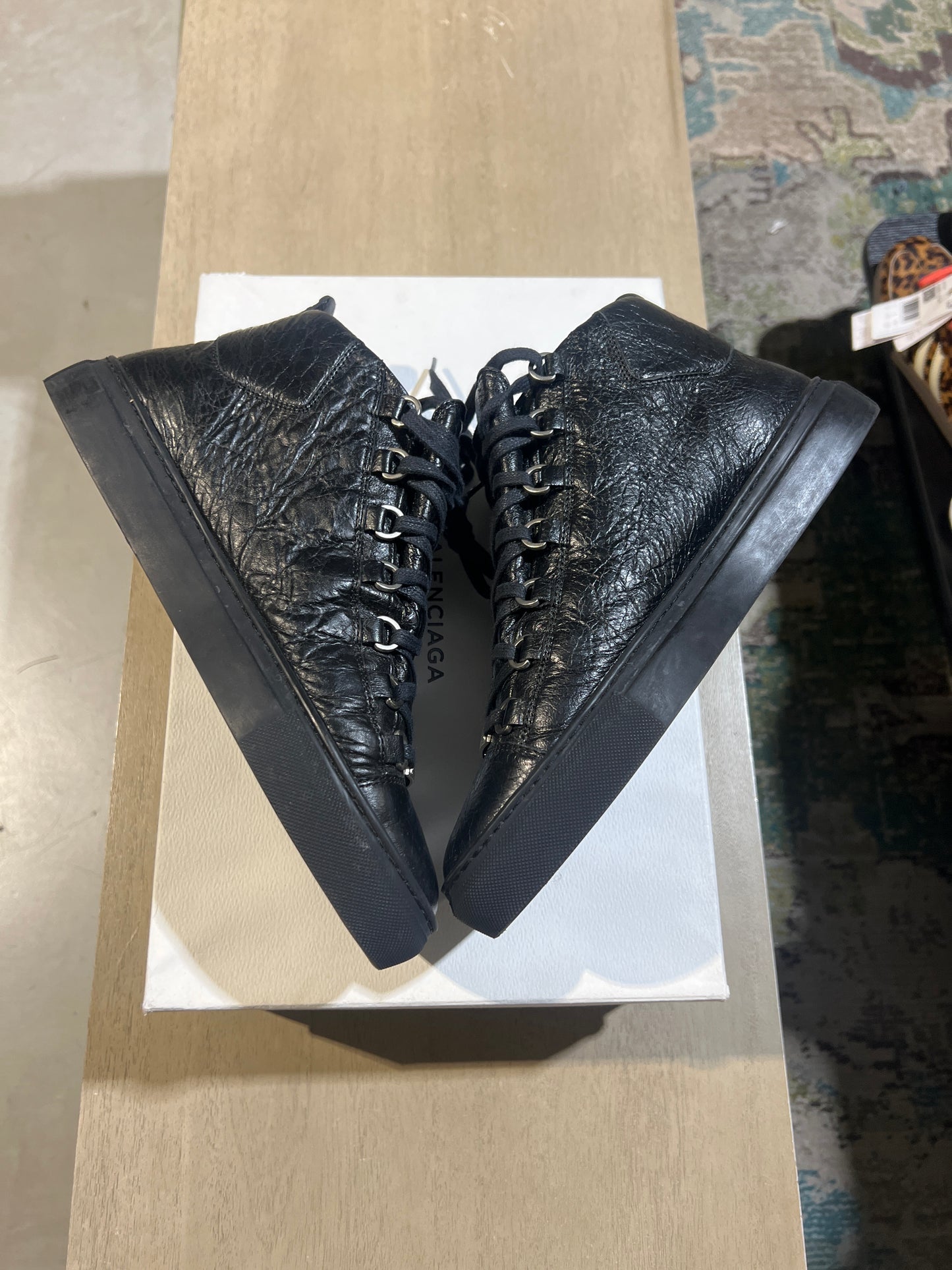 BALENCIAGA ARENAS BLACK ON BLACK LEATHER