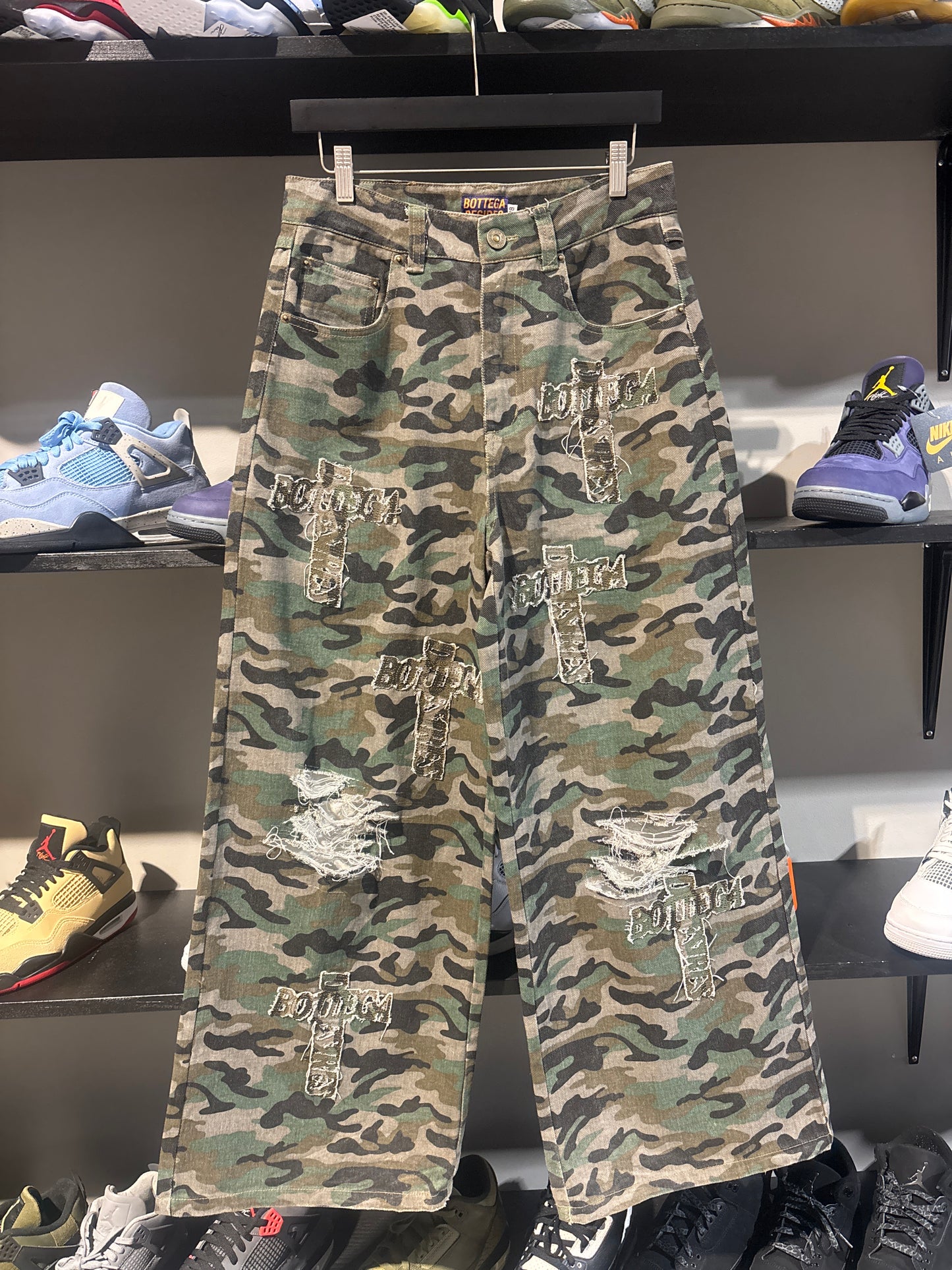 Bottega Desires Camo Cross Pants