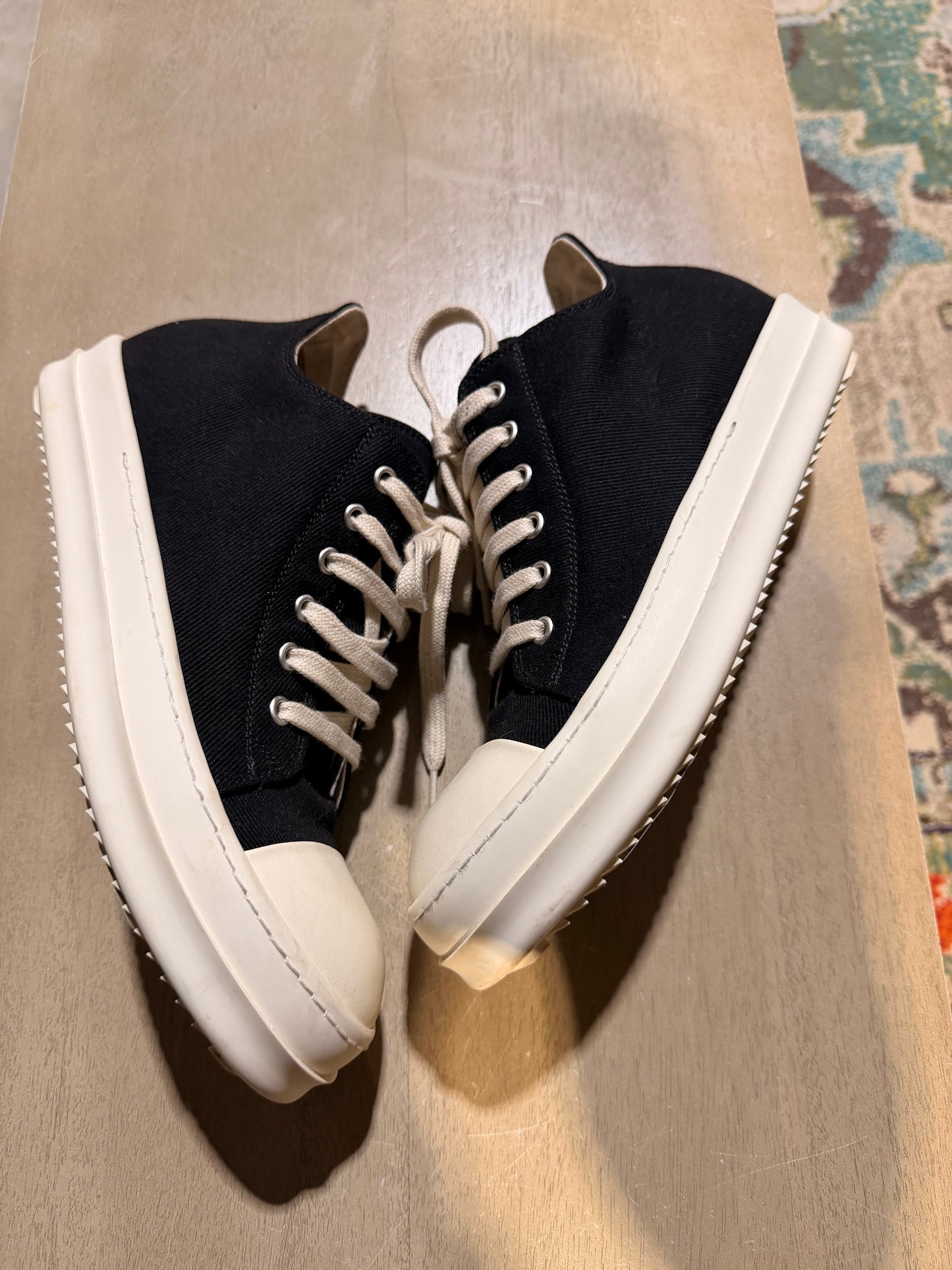 Rick Owens Ramone Sneakers Black/White Used Sz 6 NB