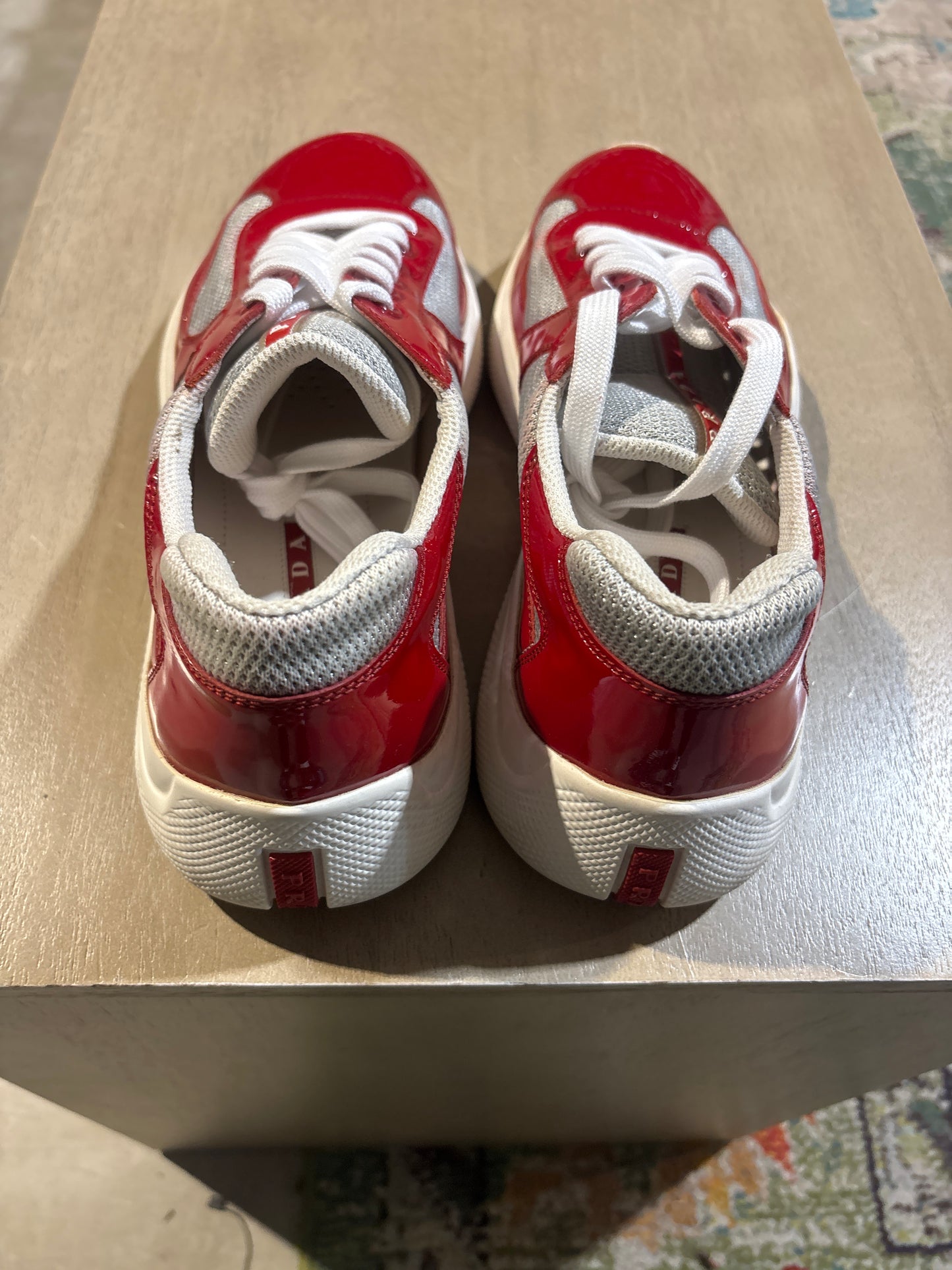 Prada Cup Red Silver Used Sz 6 NB