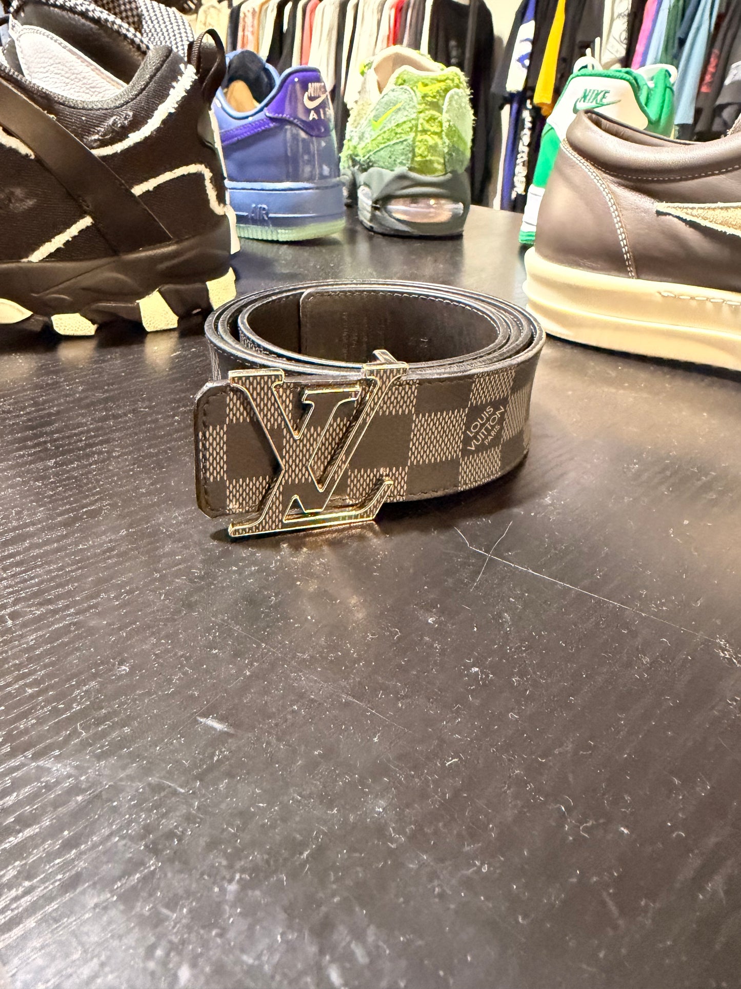Louis Vuitton Black Checkered Board Belt Sz 30