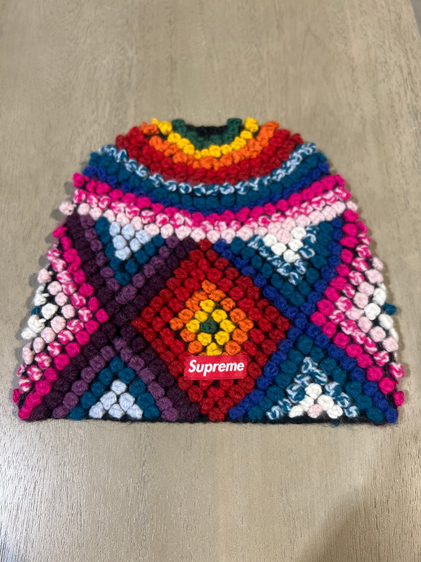 supreme crochet beanie multi color