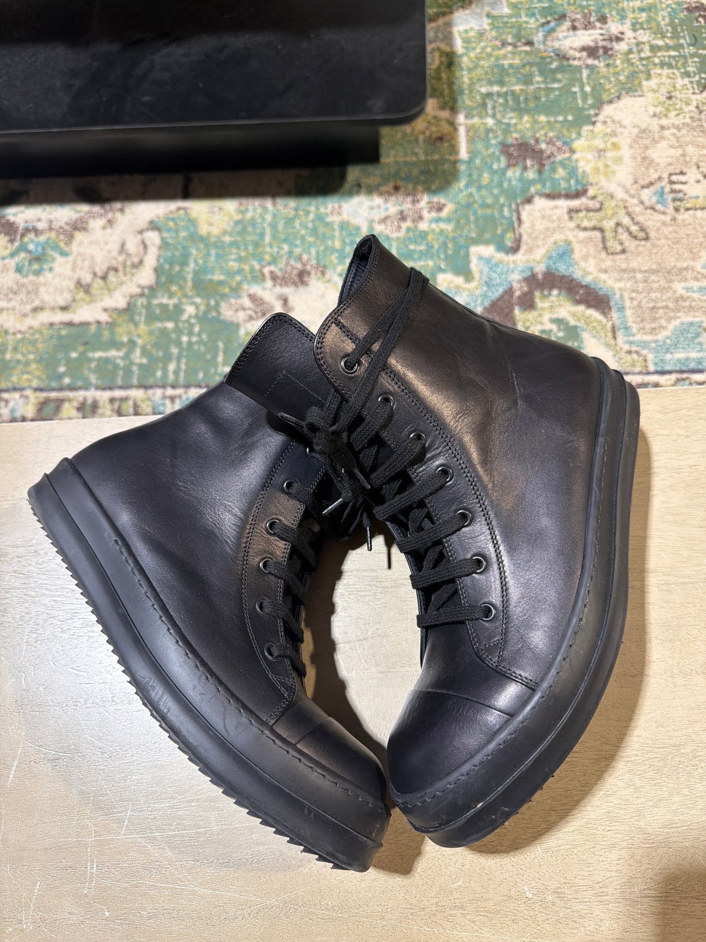 Rick Owens Ramone High Black/Black Used Sz 10.5 NB