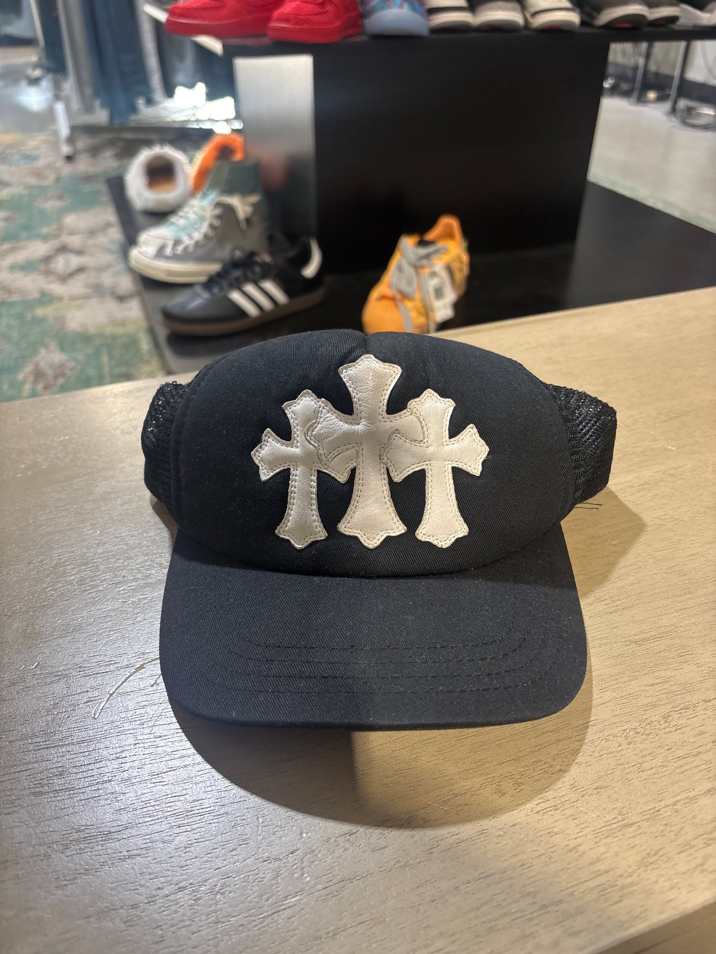 Chrome Hearts Black White Triple Cross Trucker