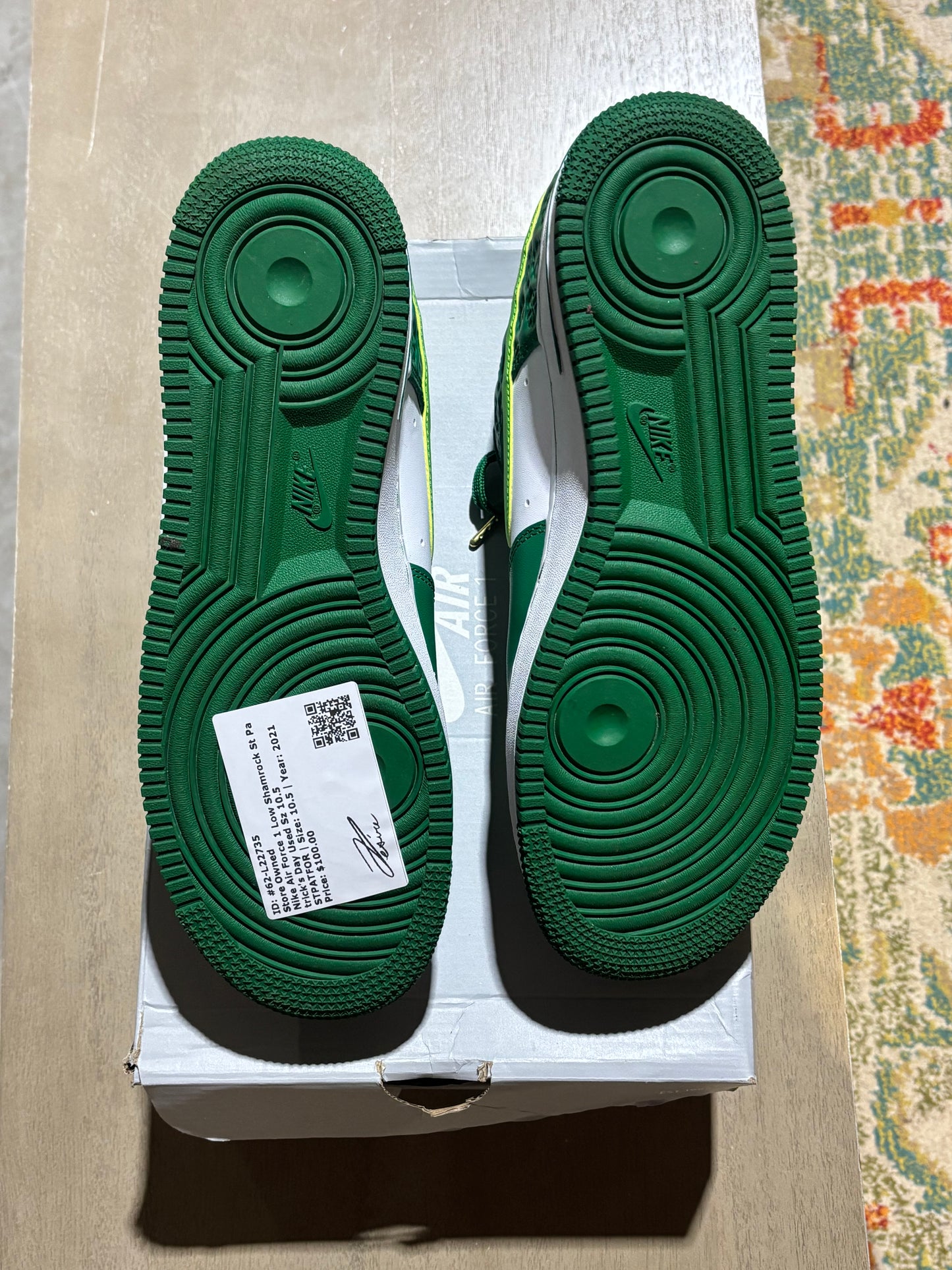 Nike Air Force 1 Low Shamrock St Patricks Day Used Sz 10.5