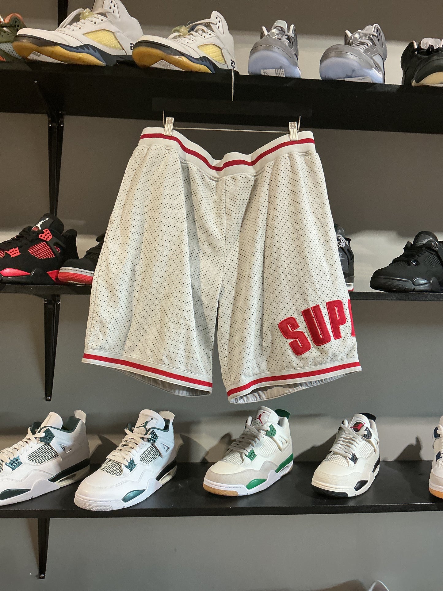 Supreme Grey/Red Basketball Shorts