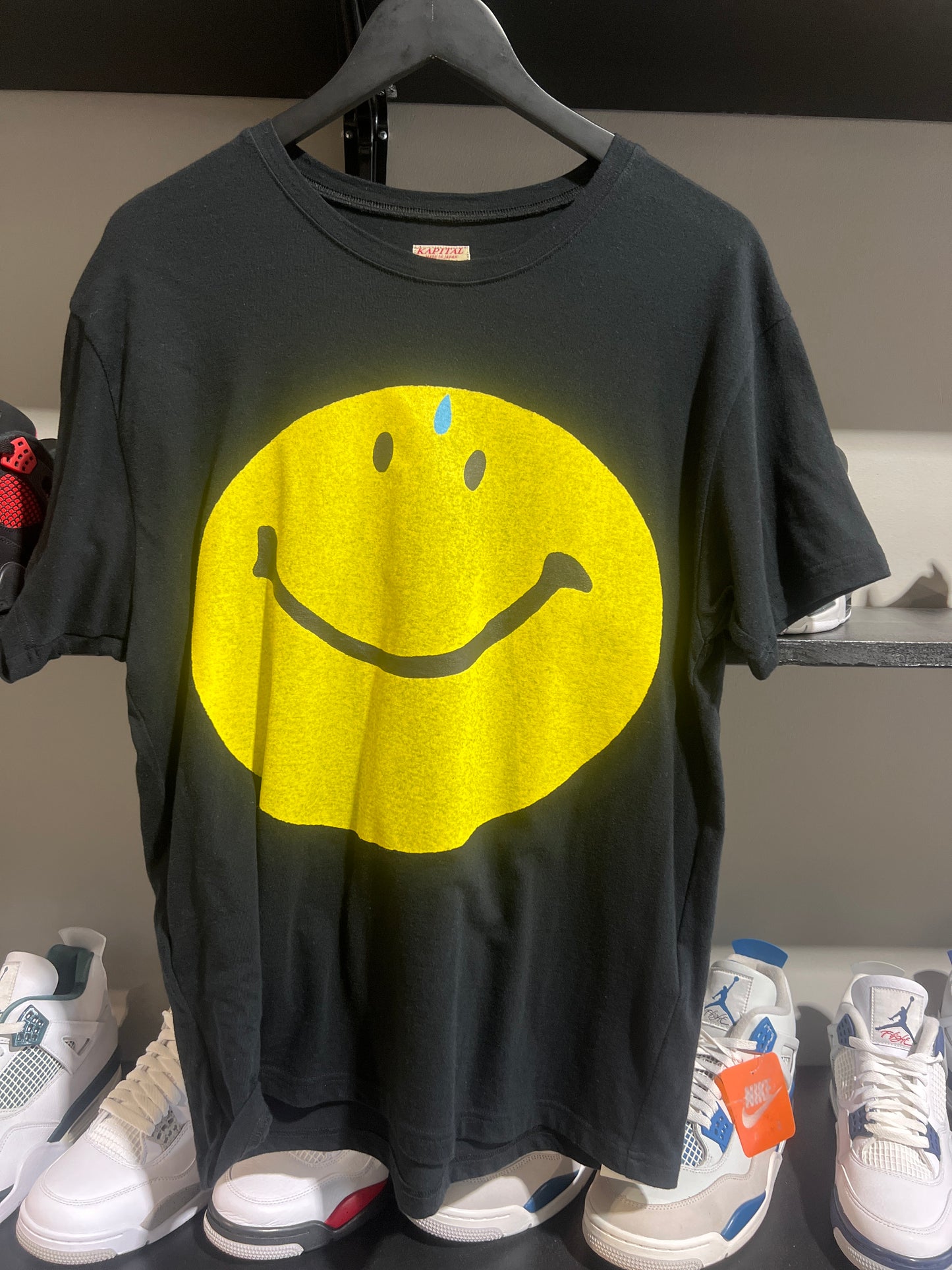Kapital Sweat Smiley Face Black Tee