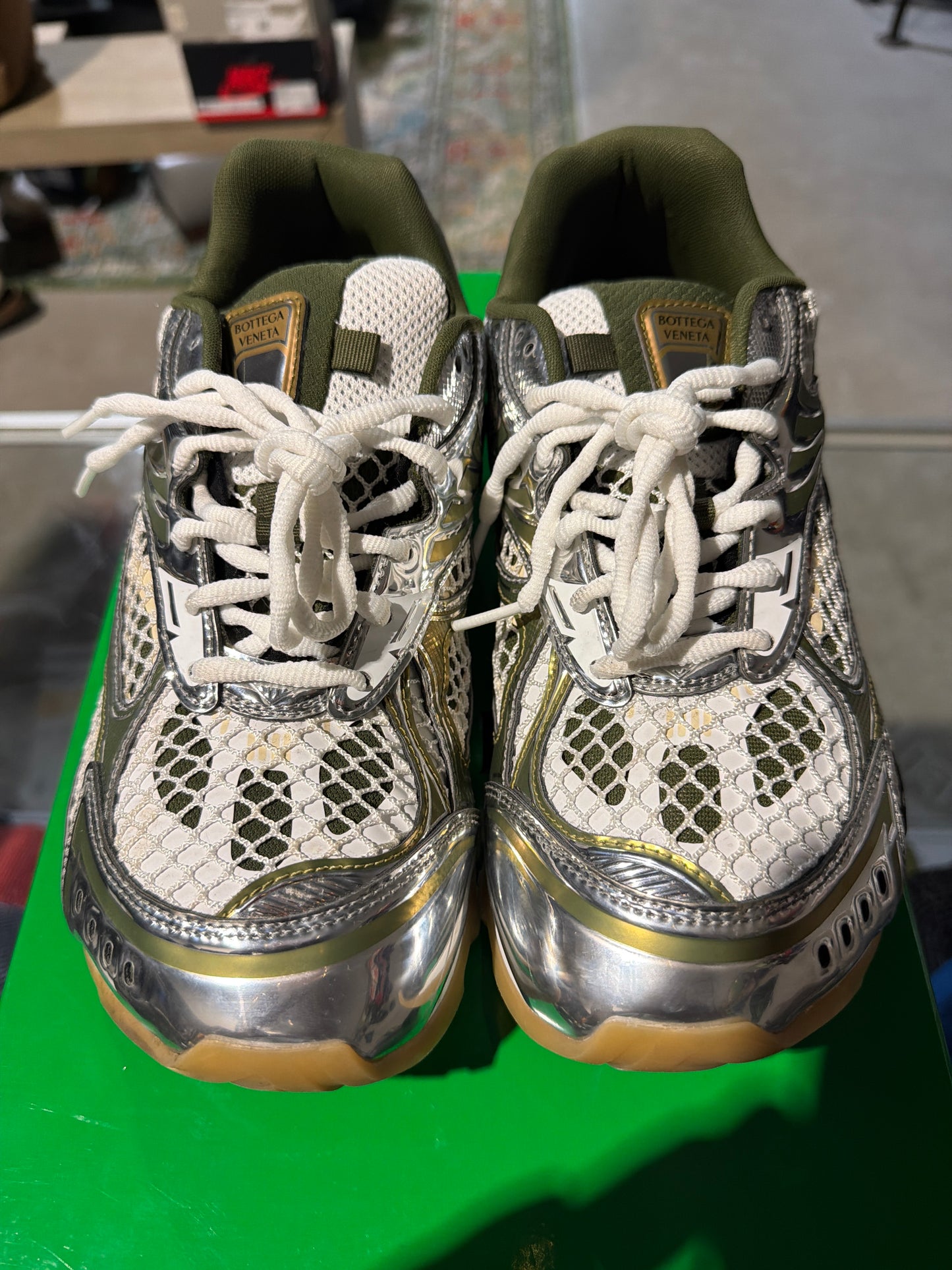 Bottega Orbit Green Metallic Used Sz 10