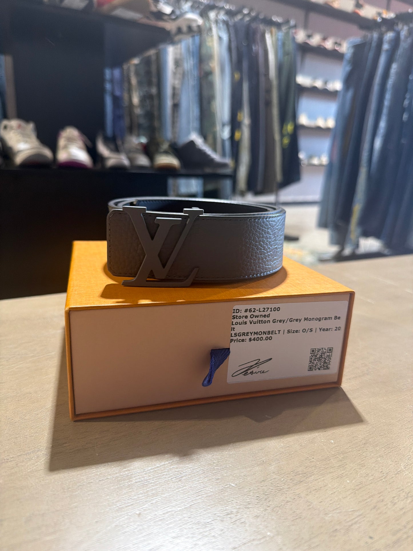 Louis Vuitton Grey/Grey Monogram Belt