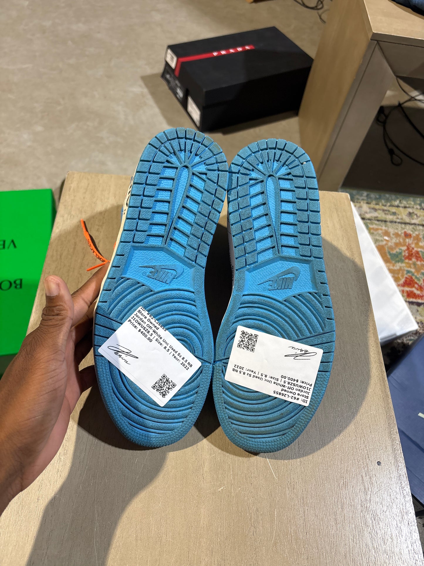Jordan Off-White Unc Used Sz 8.5 NB