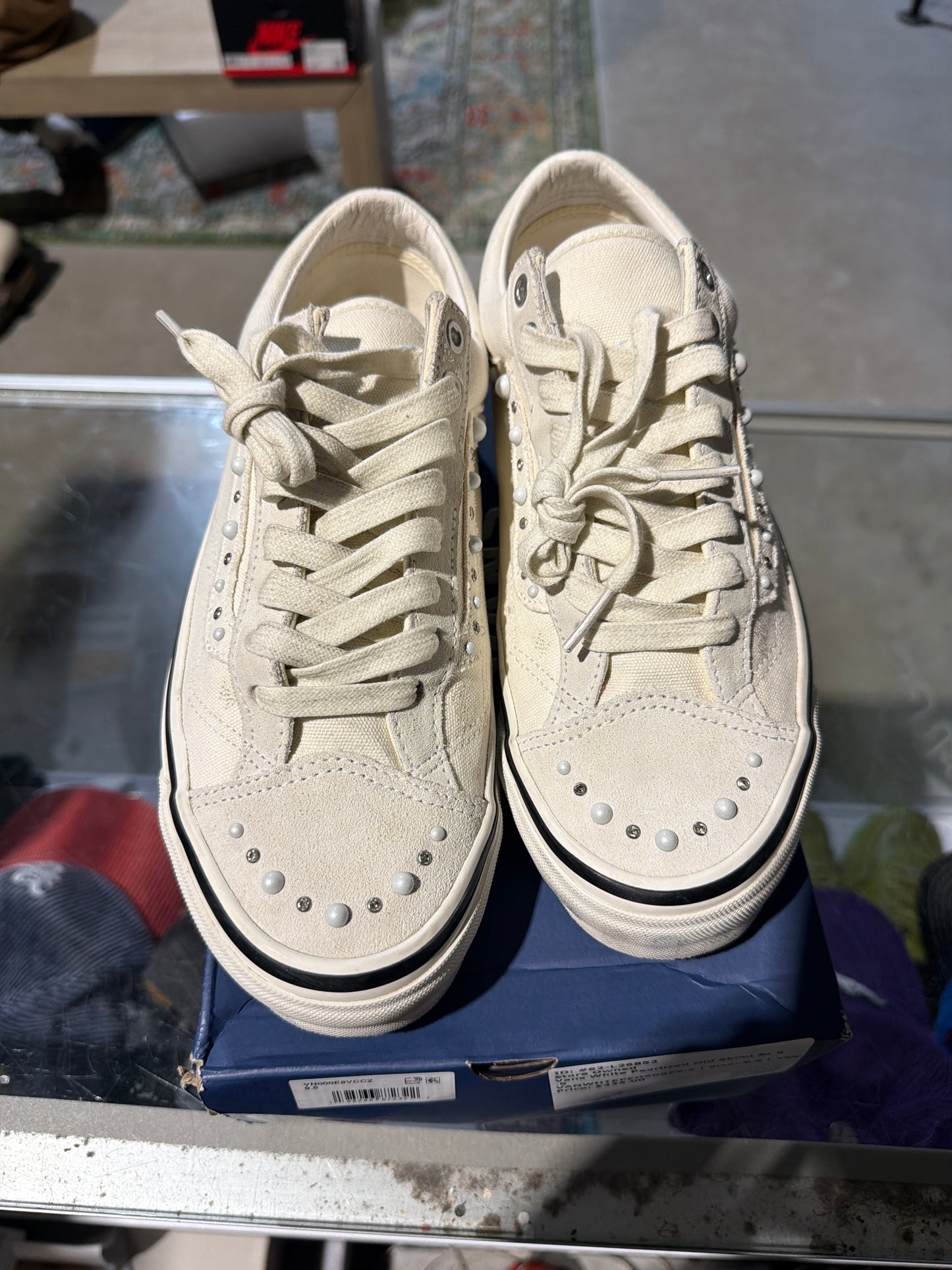 Vans White Pearlized Old Skool Used Sz 9.5