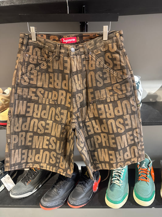 Supreme Repeat Jacquard Double Knee Brown Shorts