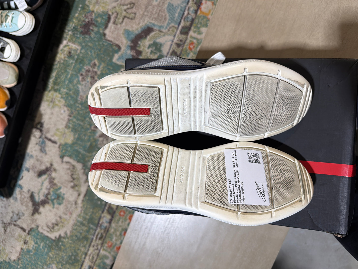 Prada Cup Patent Navy Used Sz 8 (2)