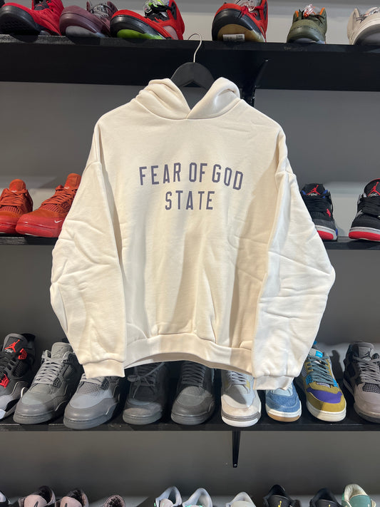 fear of god state cream and blue hoodie