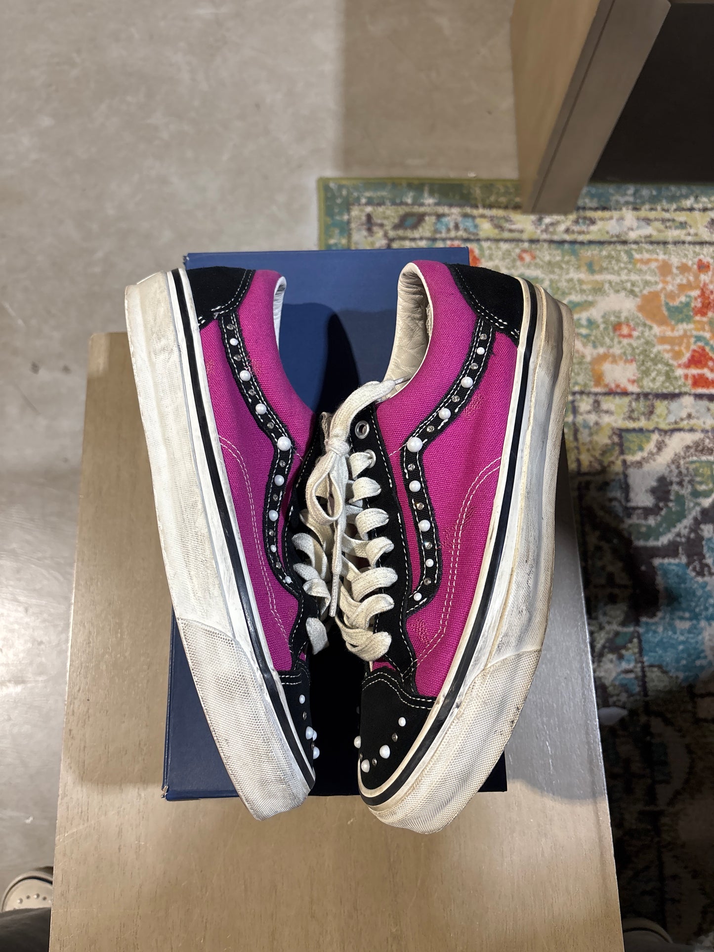 Pink/Black Pearlized Vans Used Sz 10.5