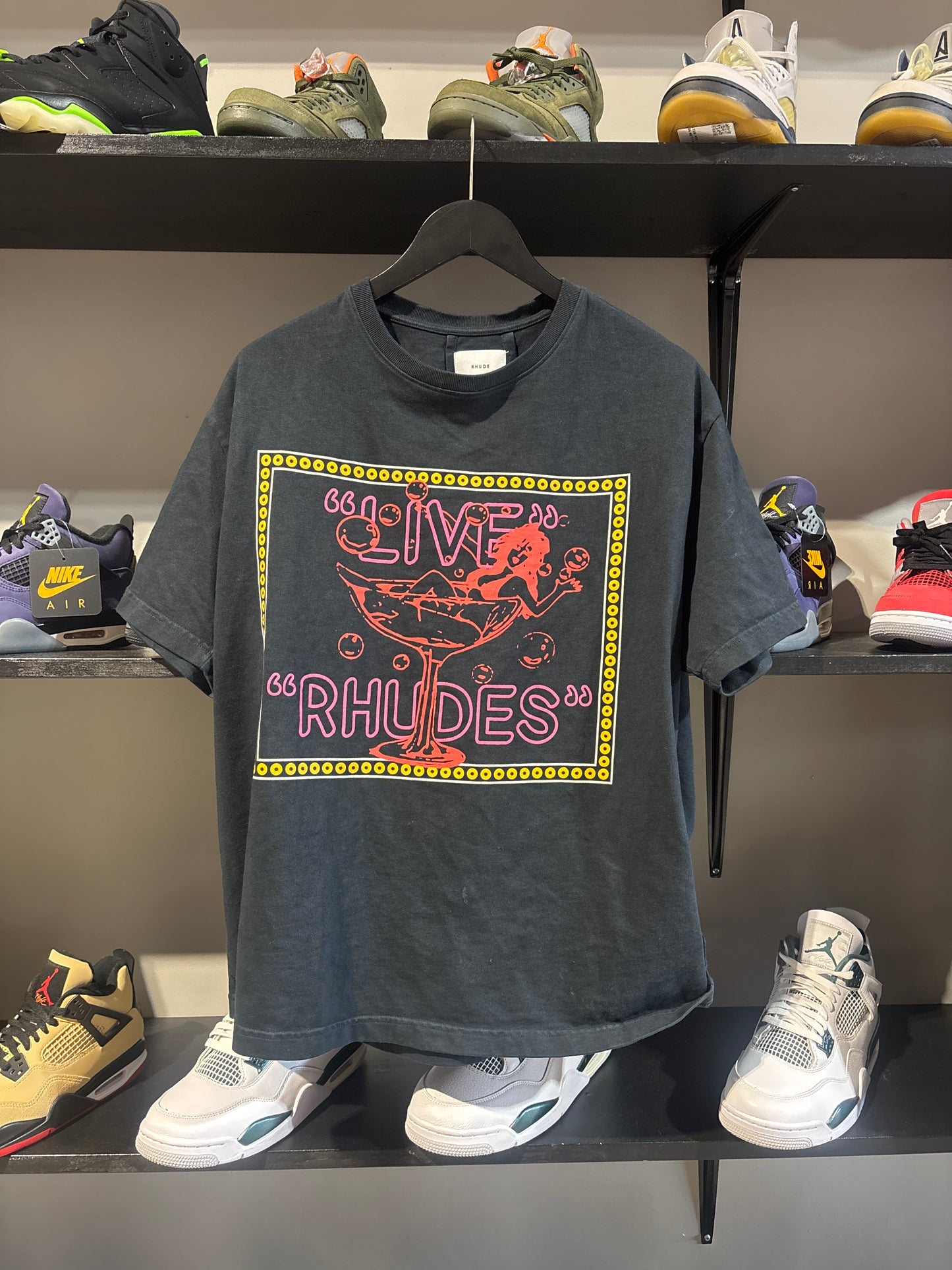 Rhude Martini Tee Black Pink Sz M