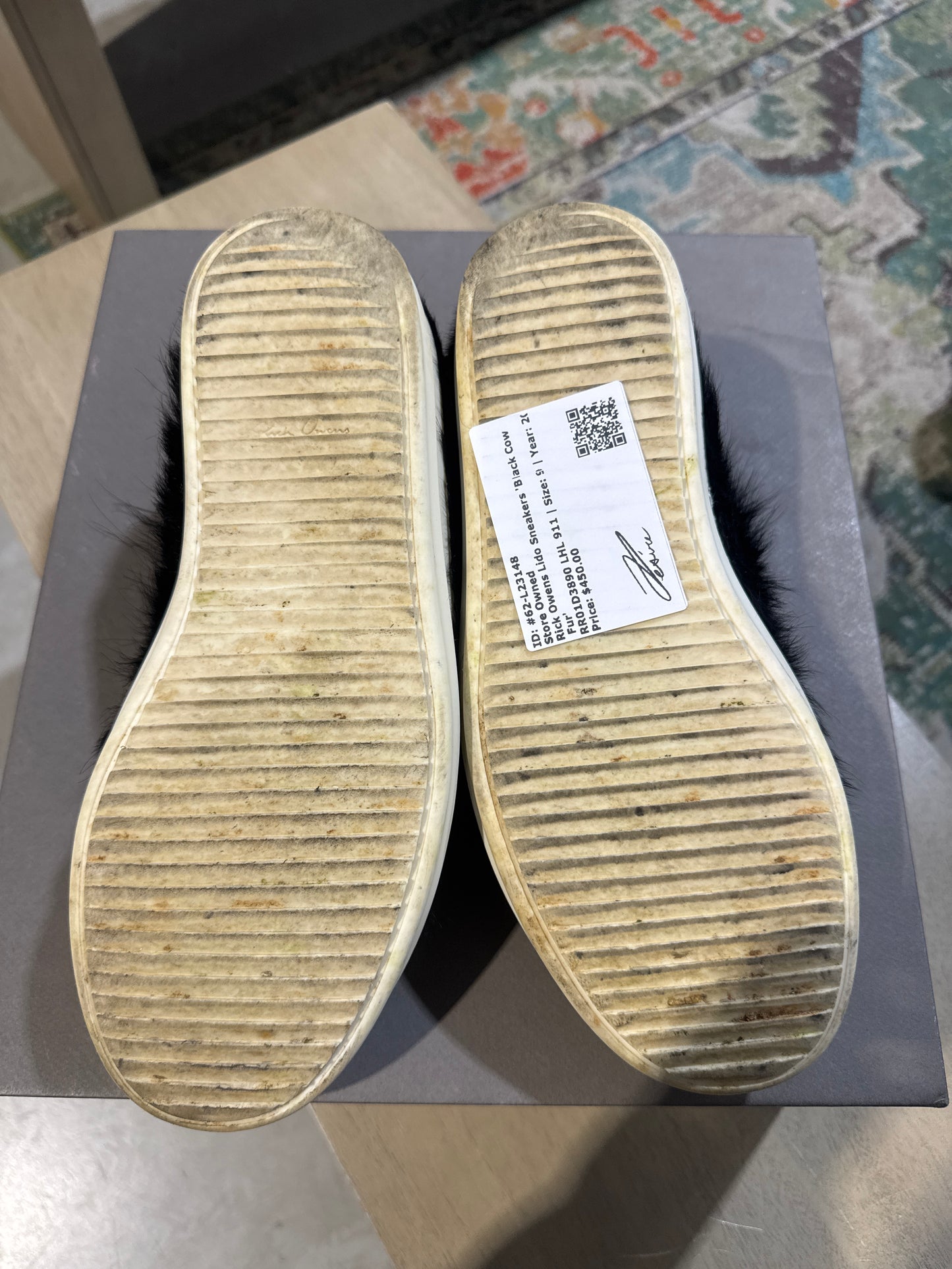 Rick Owens Lido Sneakers Black Cow Fur Used