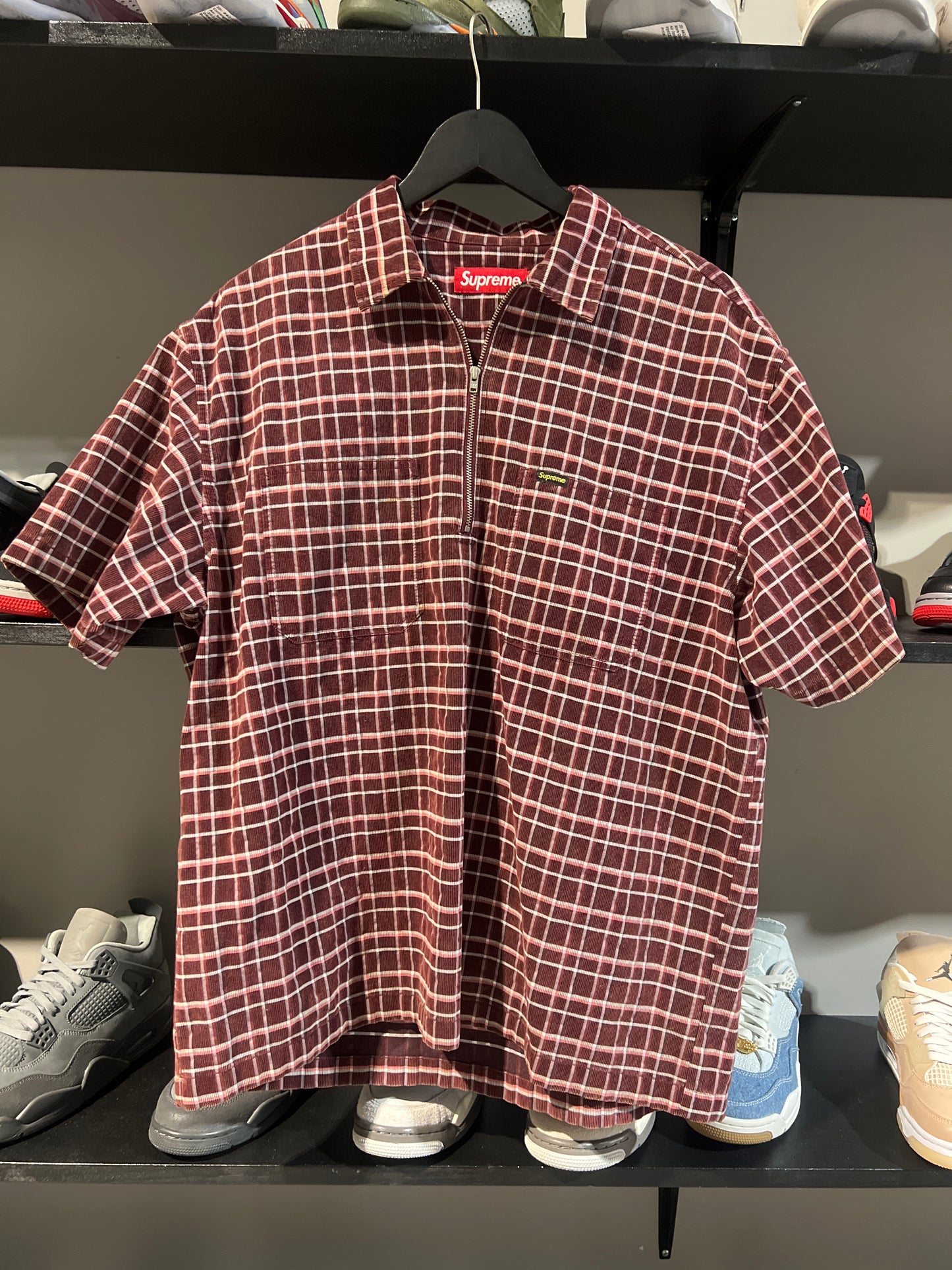 Supreme plaid short sleeve qrtr zip shirt