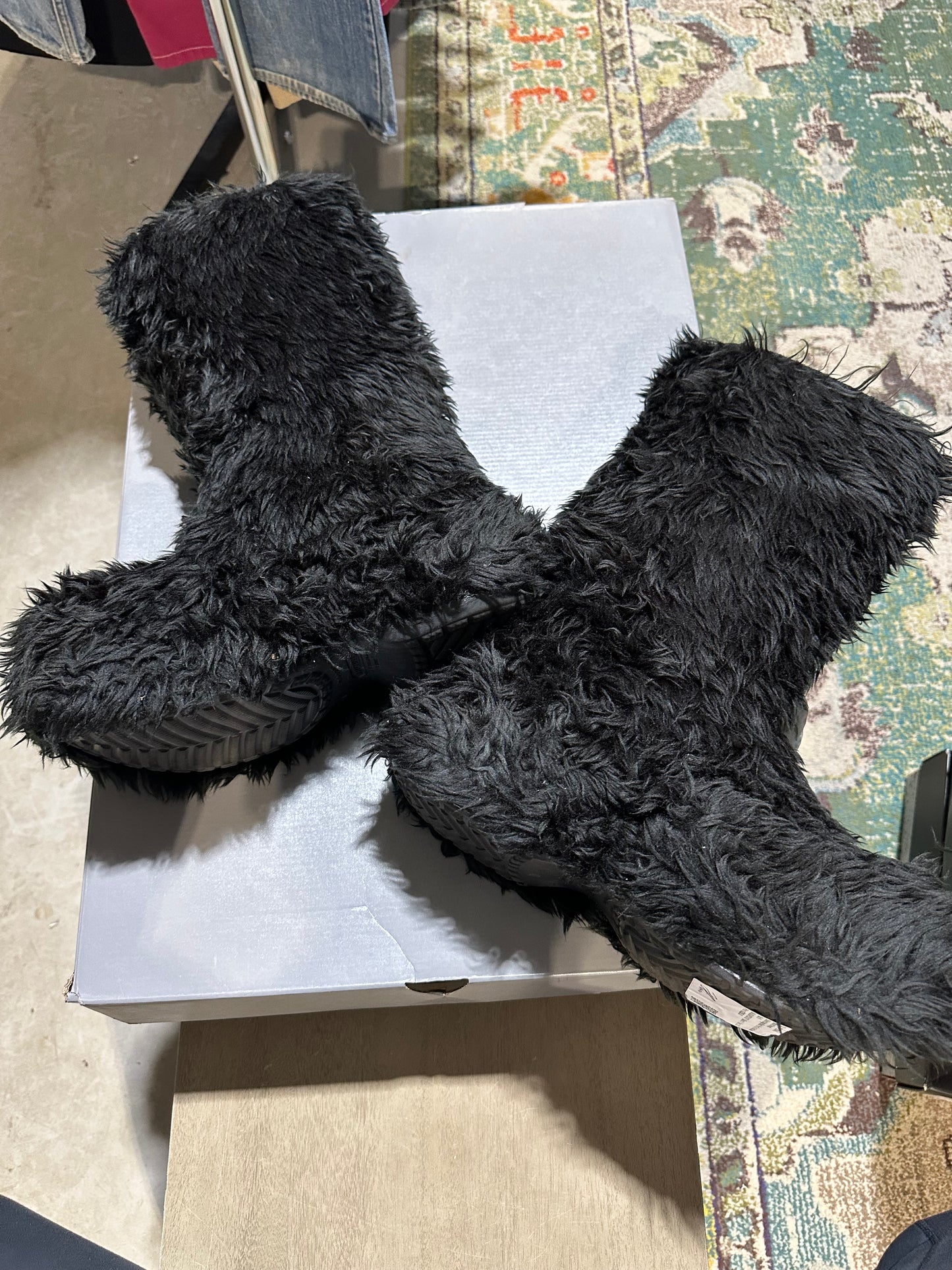 Balenciaga Black Fur Croc Boot Used Sz 9
