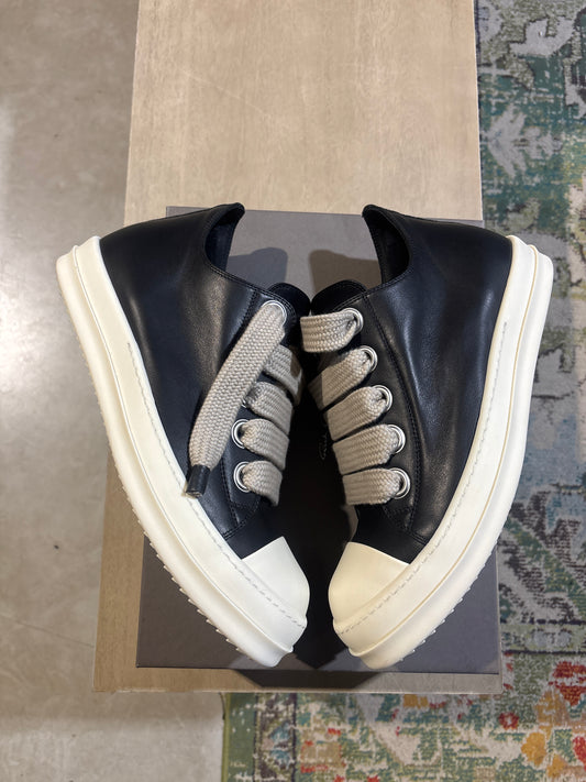Rick Owens Black Leather Jumbo Lace Ramones Sz 12