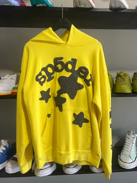 sp5der beluga yellow and black hoodie