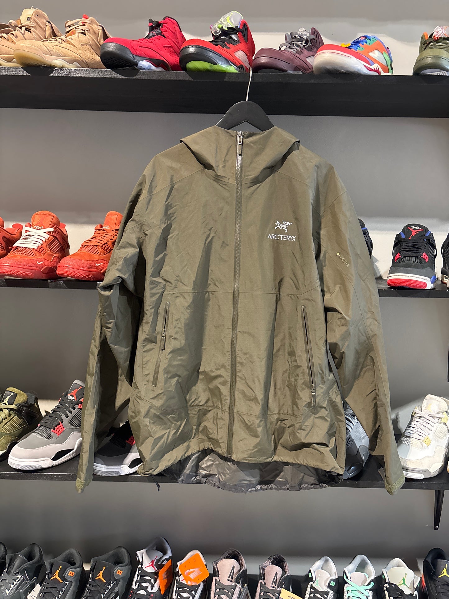 Olive arcteryx zipup jacket