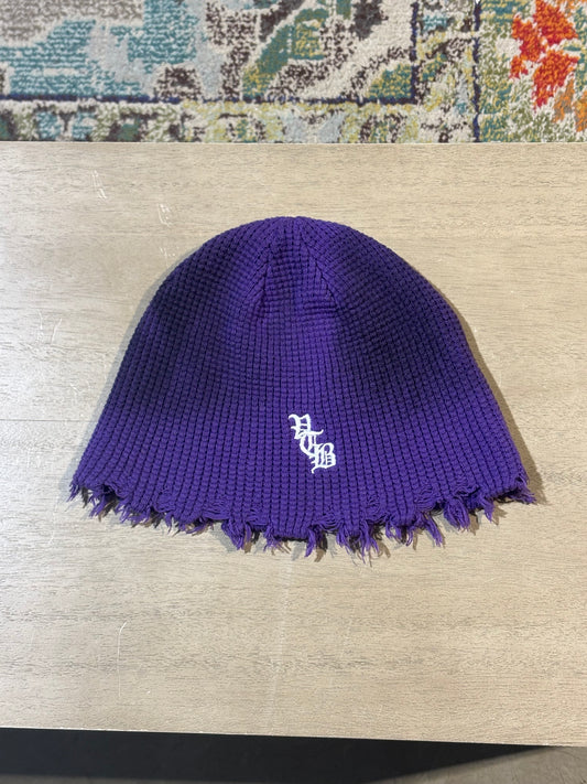 Purple Vertabrae Distressed Beanie (1)