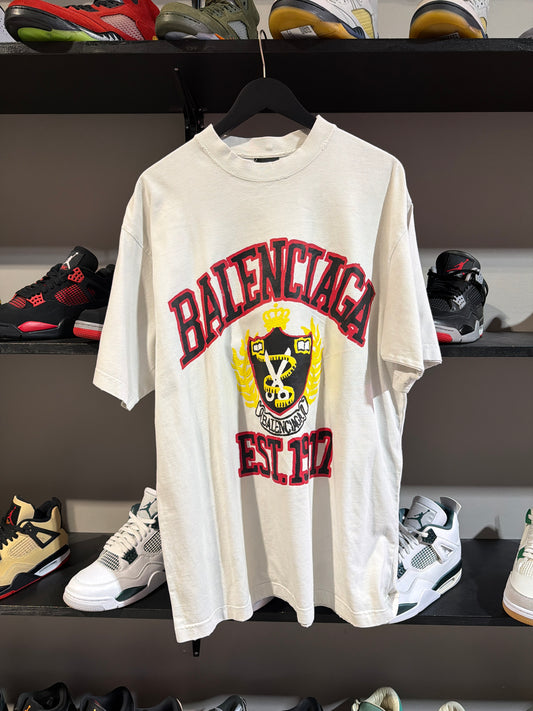 Balenciaga College Tee Cream/Red Sz S