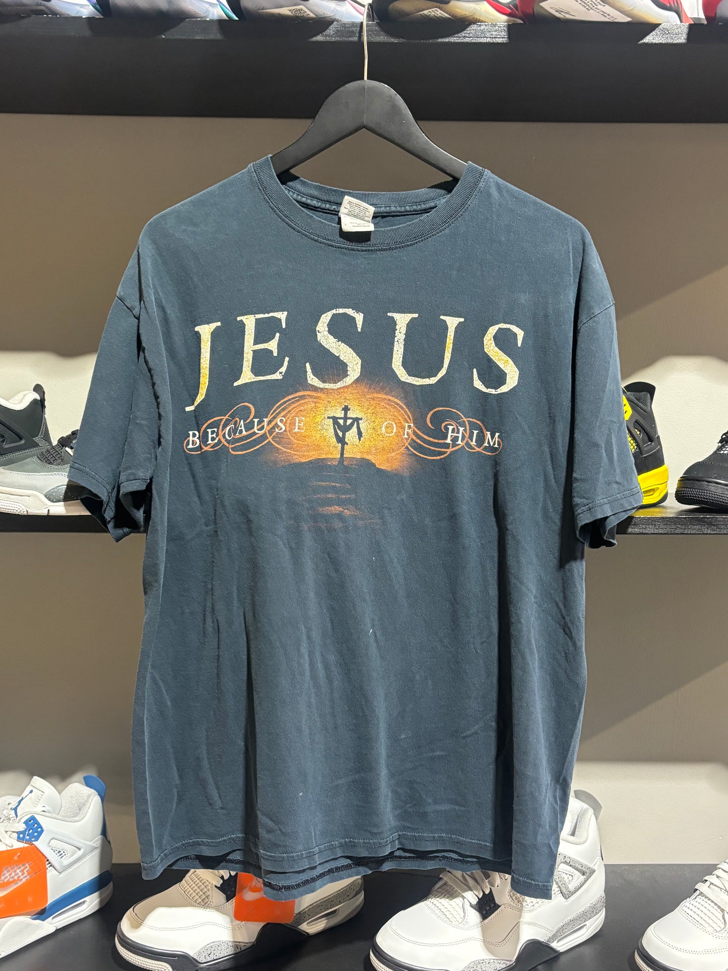 Vintage Jesus Because Of Him Tee SZ L