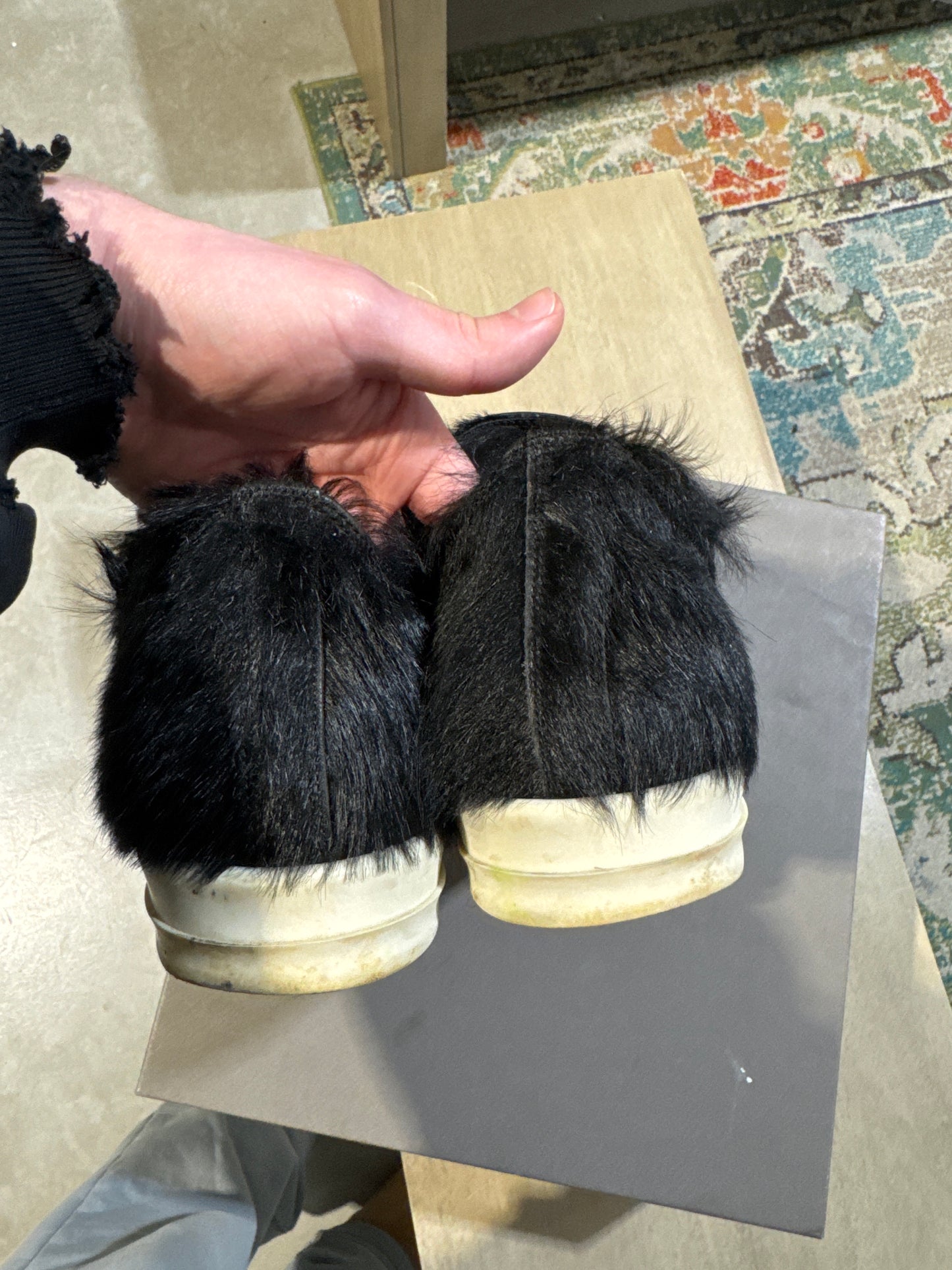 Rick Owens Lido Sneakers Black Cow Fur Used