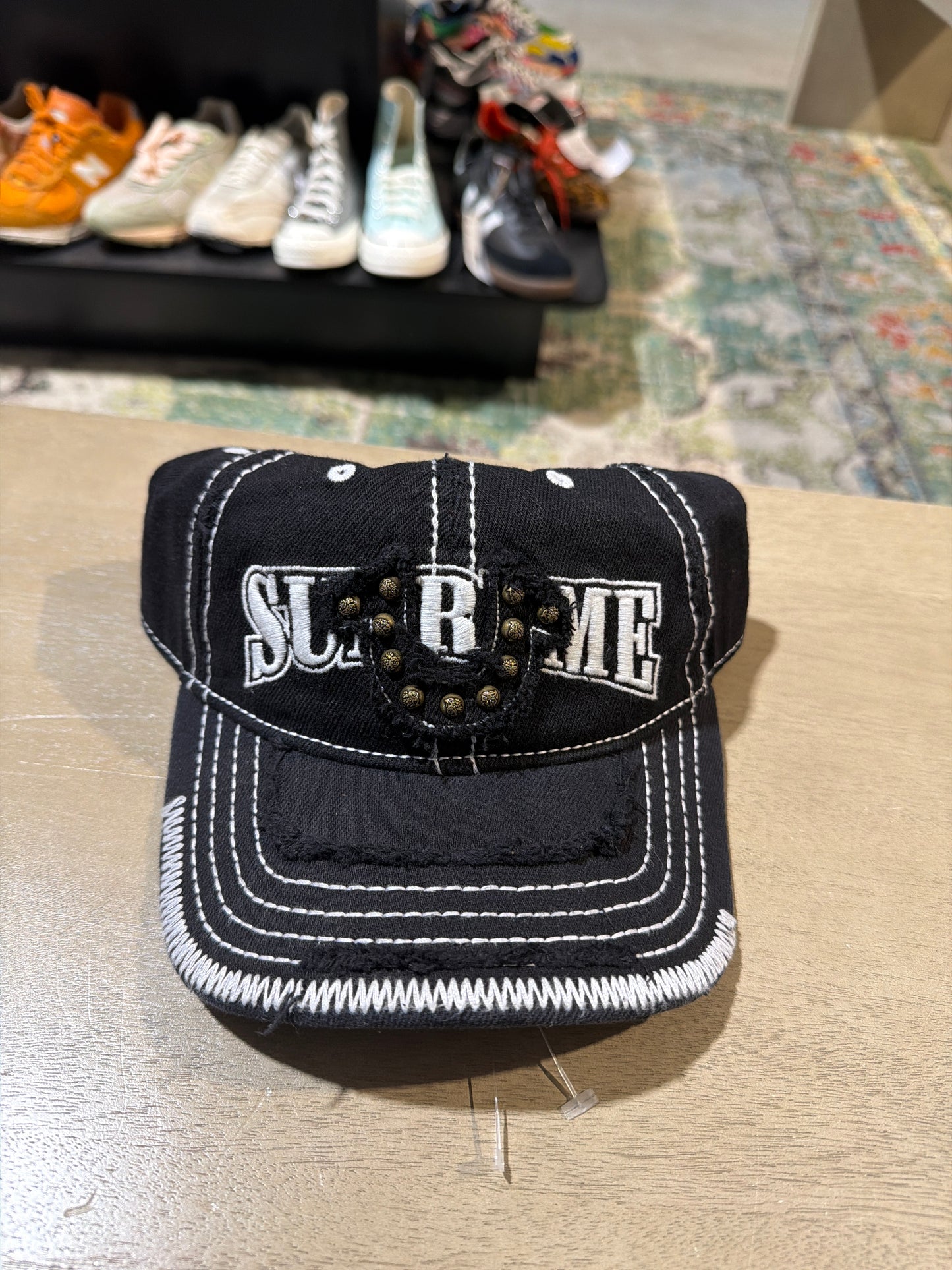 Supreme x True Religion Black and White Strap Hat