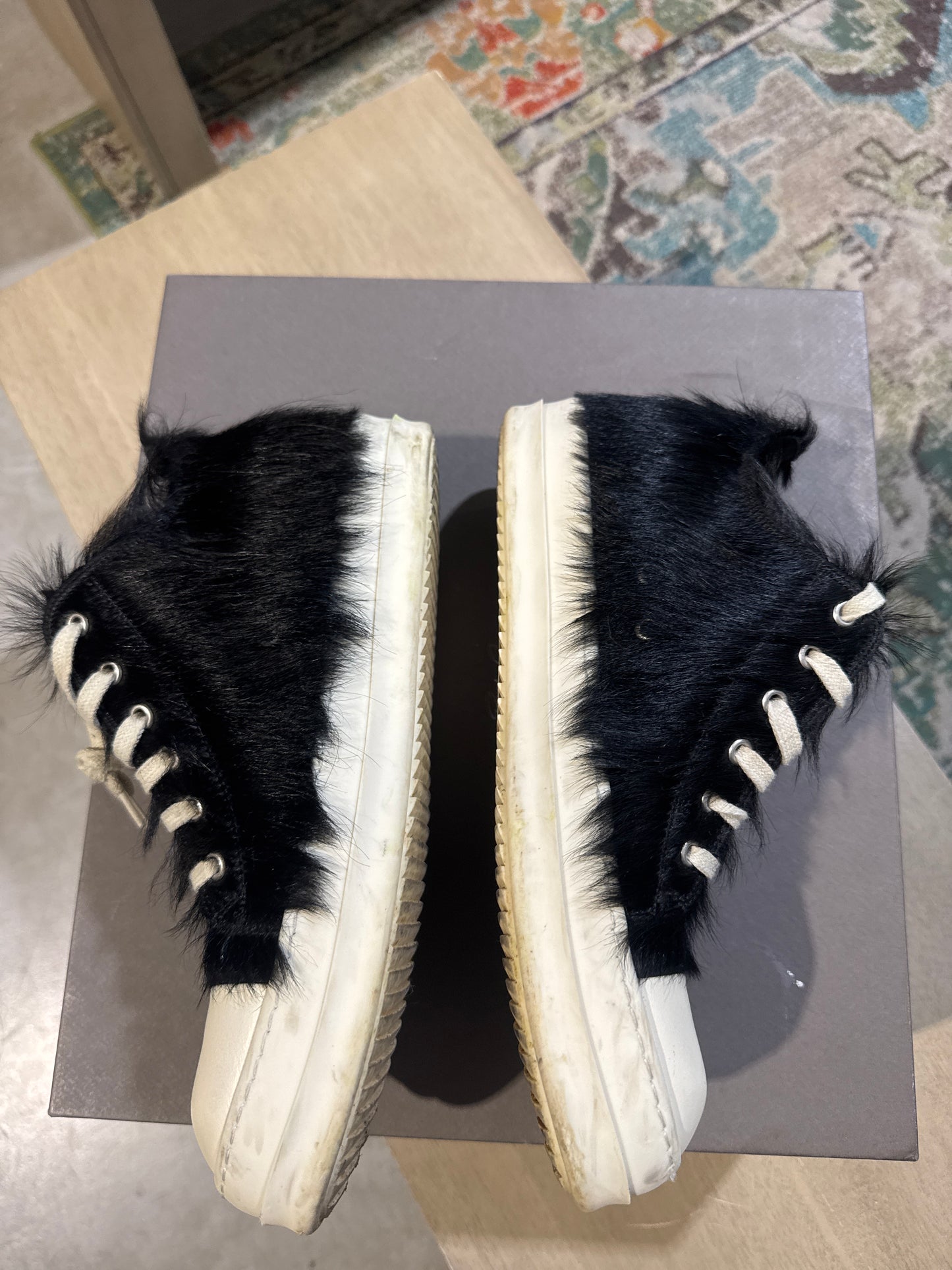 Rick Owens Lido Sneakers Black Cow Fur Used